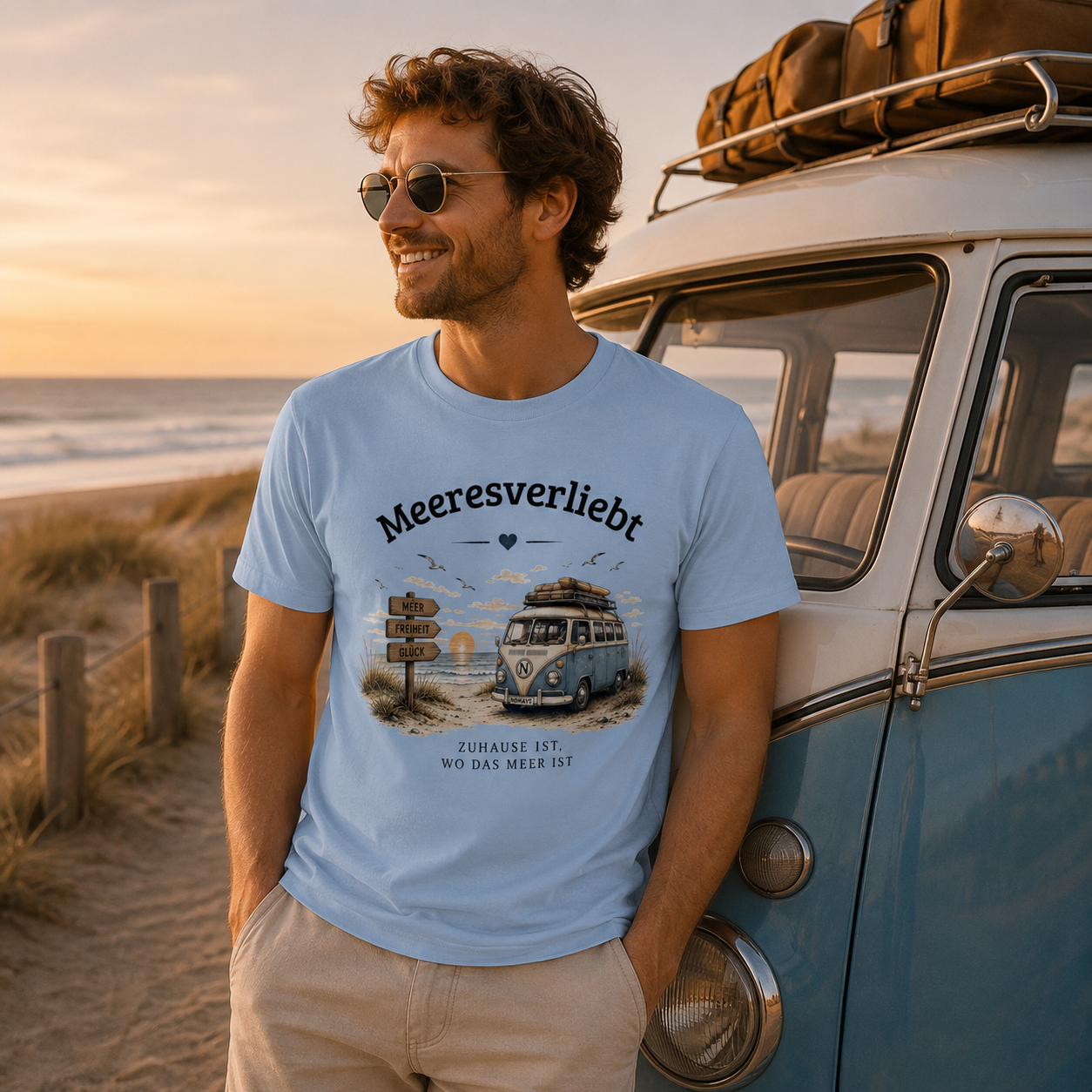 Meeresverliebt Bulli Shirt – Vanlife, Camping & Küstengefühl