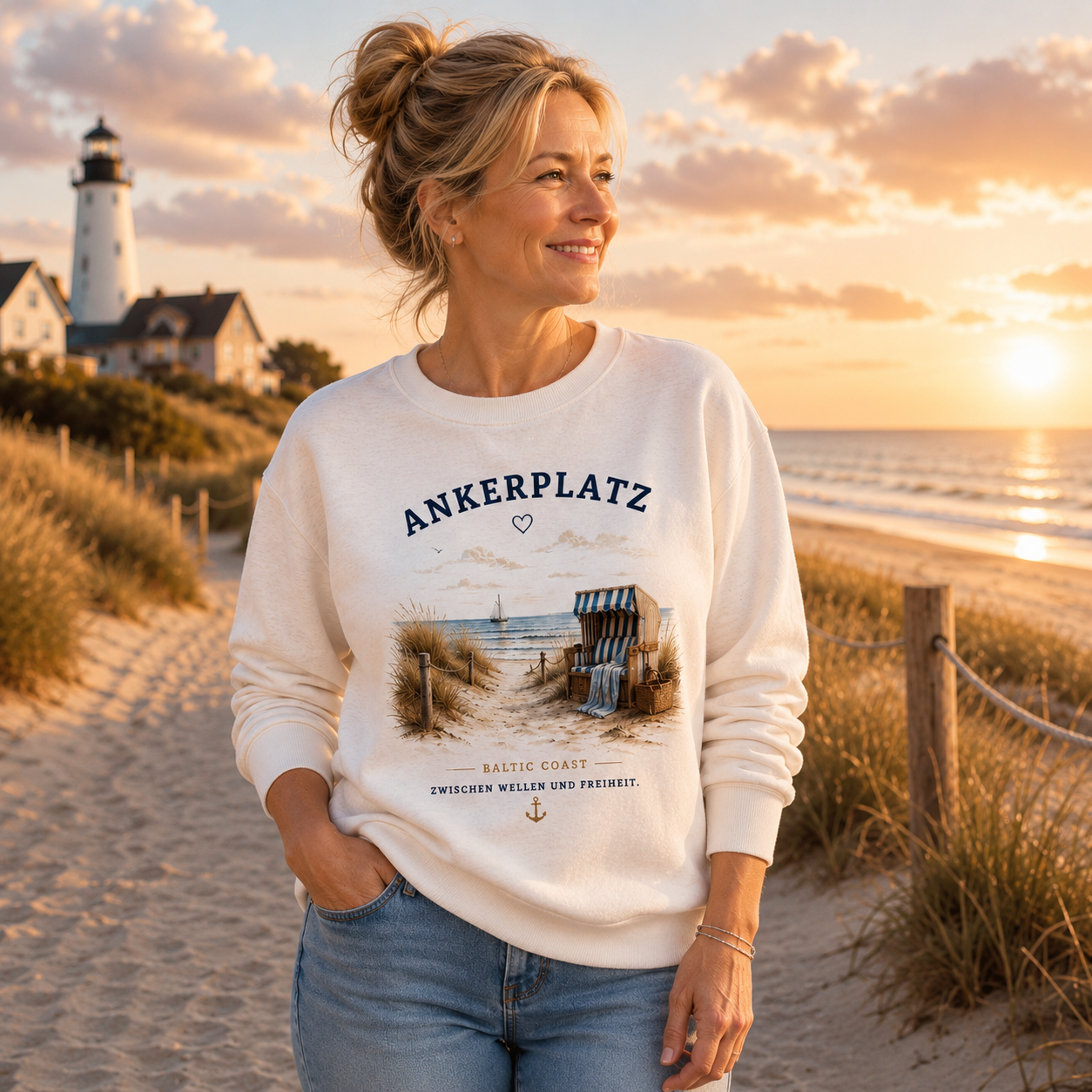 Ankerplatz Sweatshirt – Küstengefühl – Organic Basic Unisex Sweatshirt