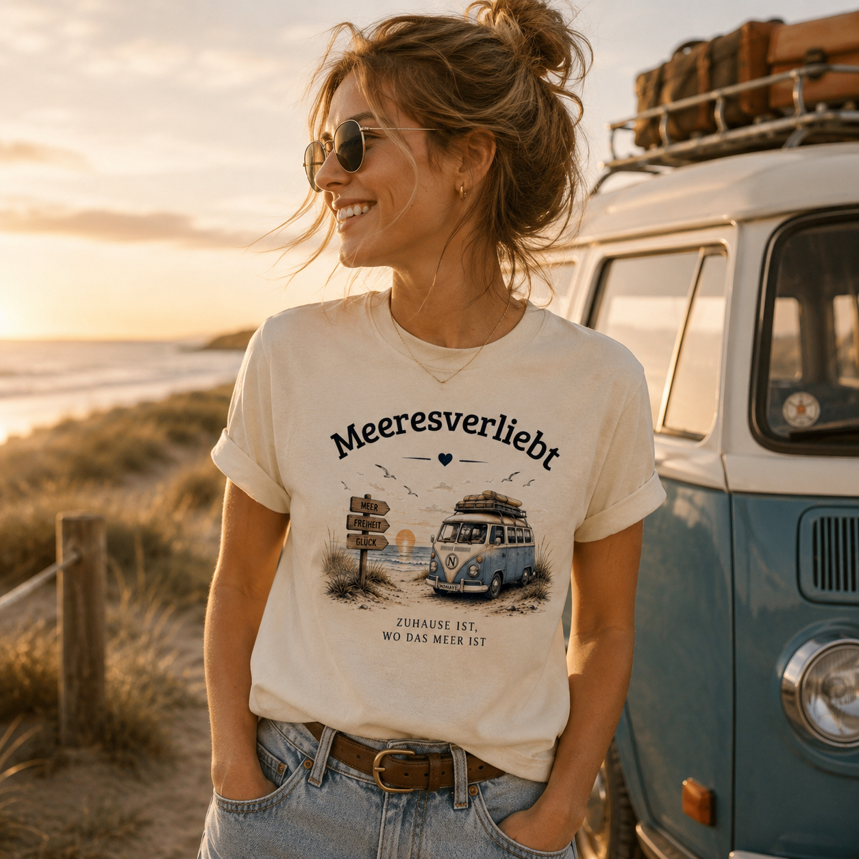 Meeresverliebt Bulli Shirt – Vanlife, Camping & Küstengefühl