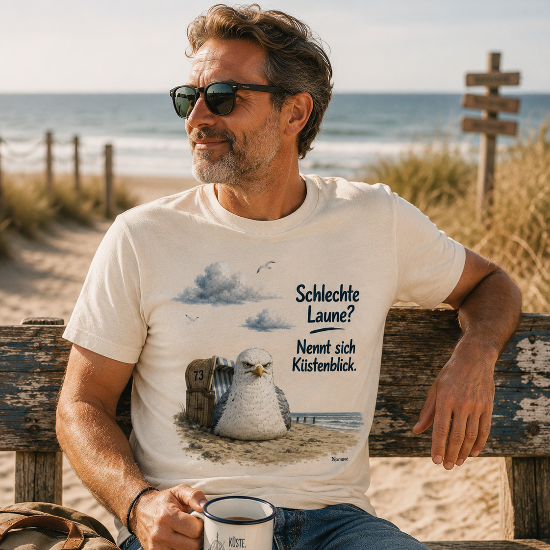 Maritimer Küstenhumor Möwen Motiv für Ostsee und Nordseefans und Meerliebhaber - Organic Shirt
