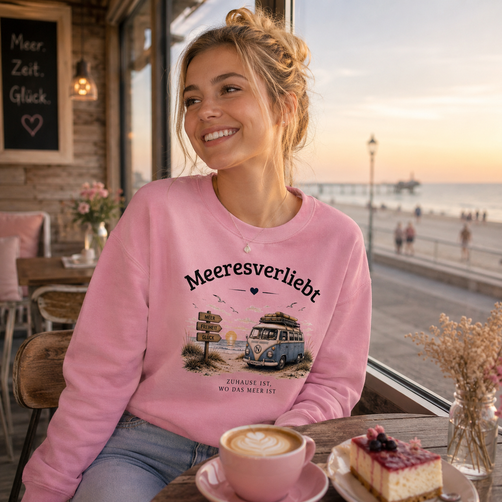 Meeresverliebt Bulli Sweatshirt – Vanlife Camping Küstengefühl