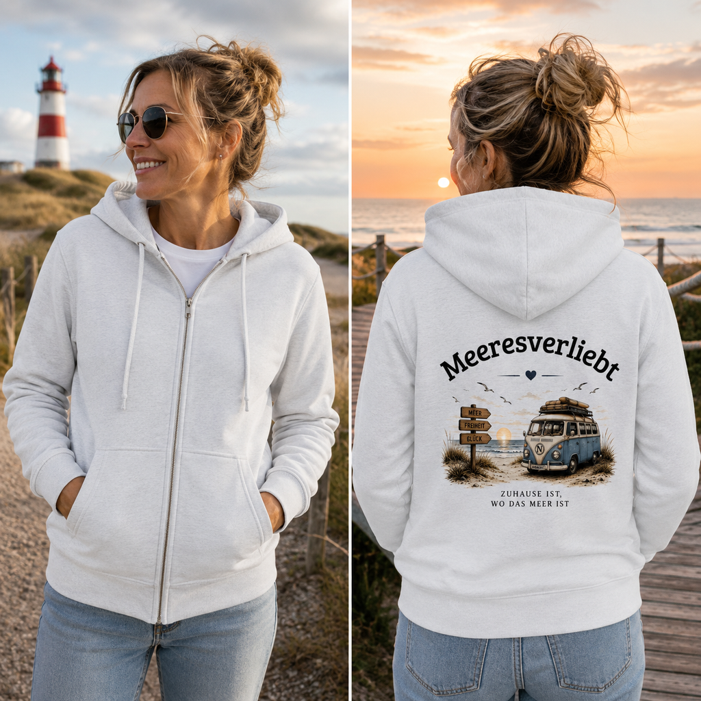 Meeresverliebt Bulli Kapuzenjacke – Vanlife Camping Küstengefühl