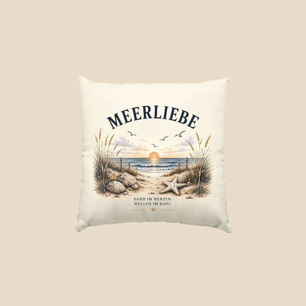 Meerliebe Dekokissen 40x40 cm – Küstengefühl Sea & Soul