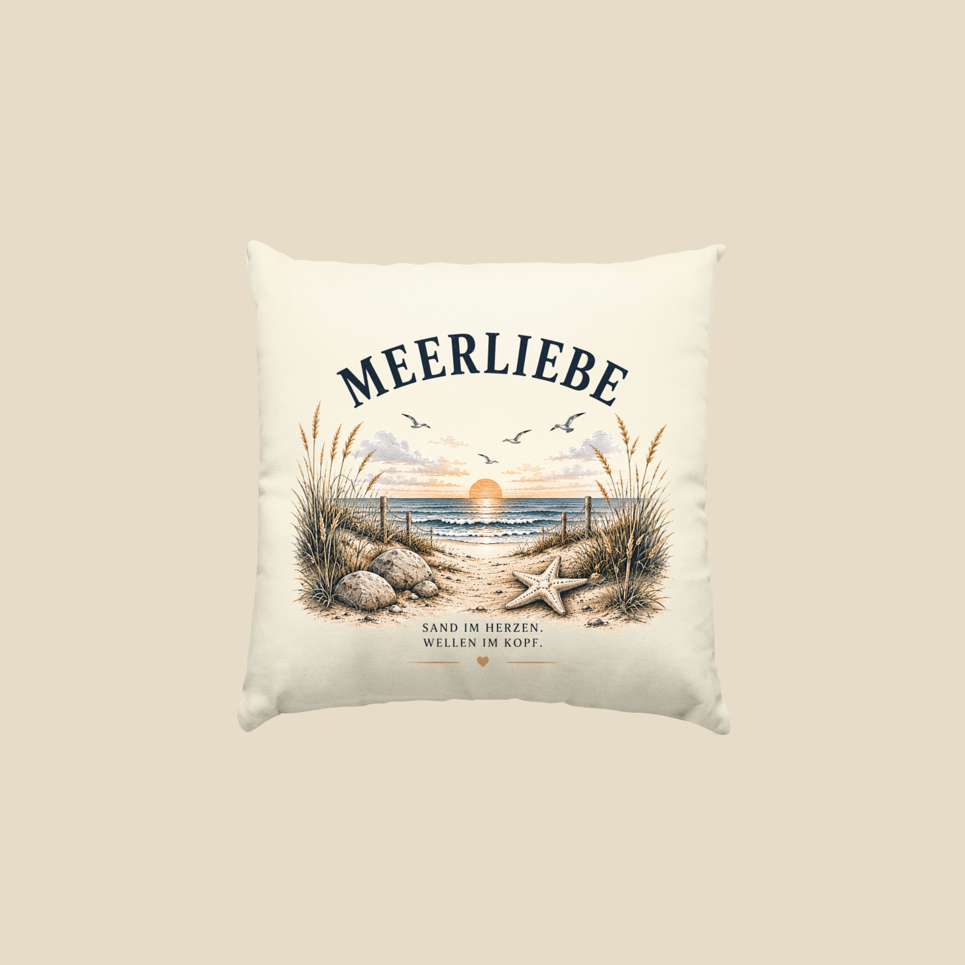 Meerliebe Dekokissen 40x40 cm – Küstengefühl Sea & Soul