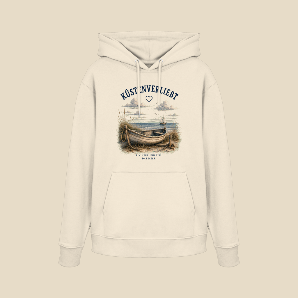 Küstenverliebt Hoodie – Zuhause ist, wo das Meer ist | Küstengefühl Bio Hoodie