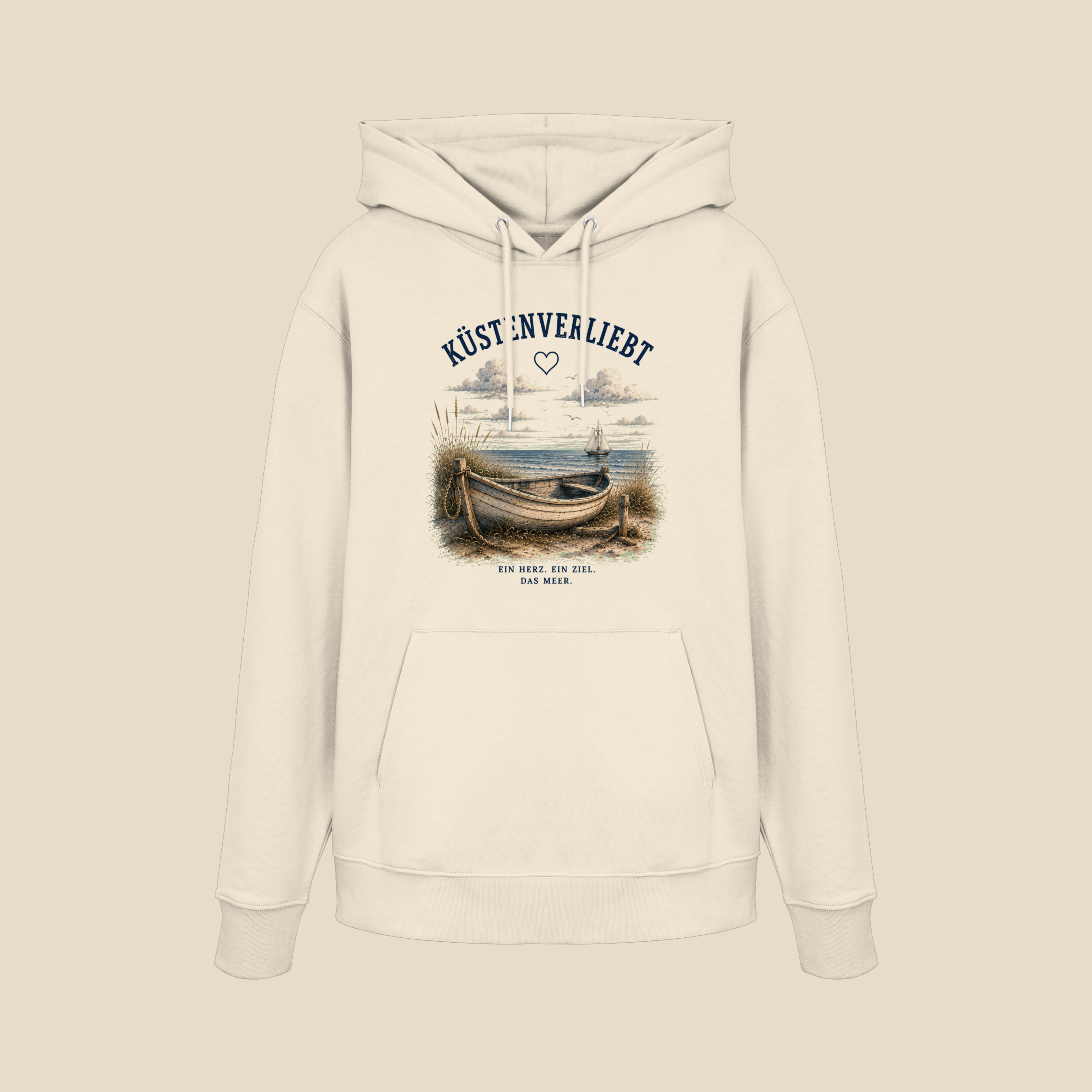 Küstenverliebt Hoodie – Zuhause ist, wo das Meer ist | Küstengefühl Bio Hoodie
