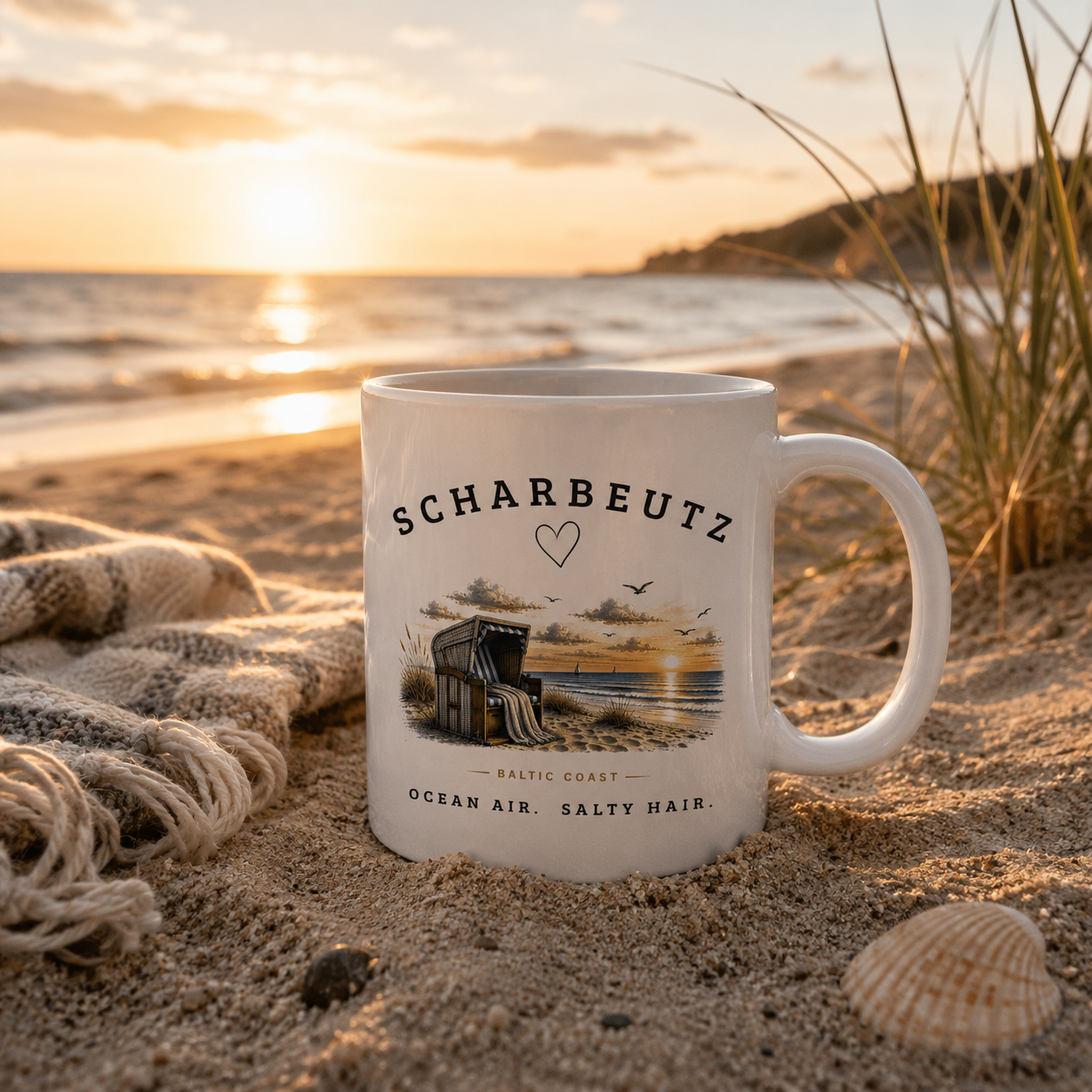Scharbeutz Ostsee Tasse – Strandkorb Sonnenuntergang