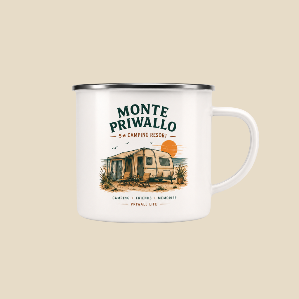 Emaille Camping Tasse Ostsee – Monte Priwallo Vanlife Mug – Priwall Vibes