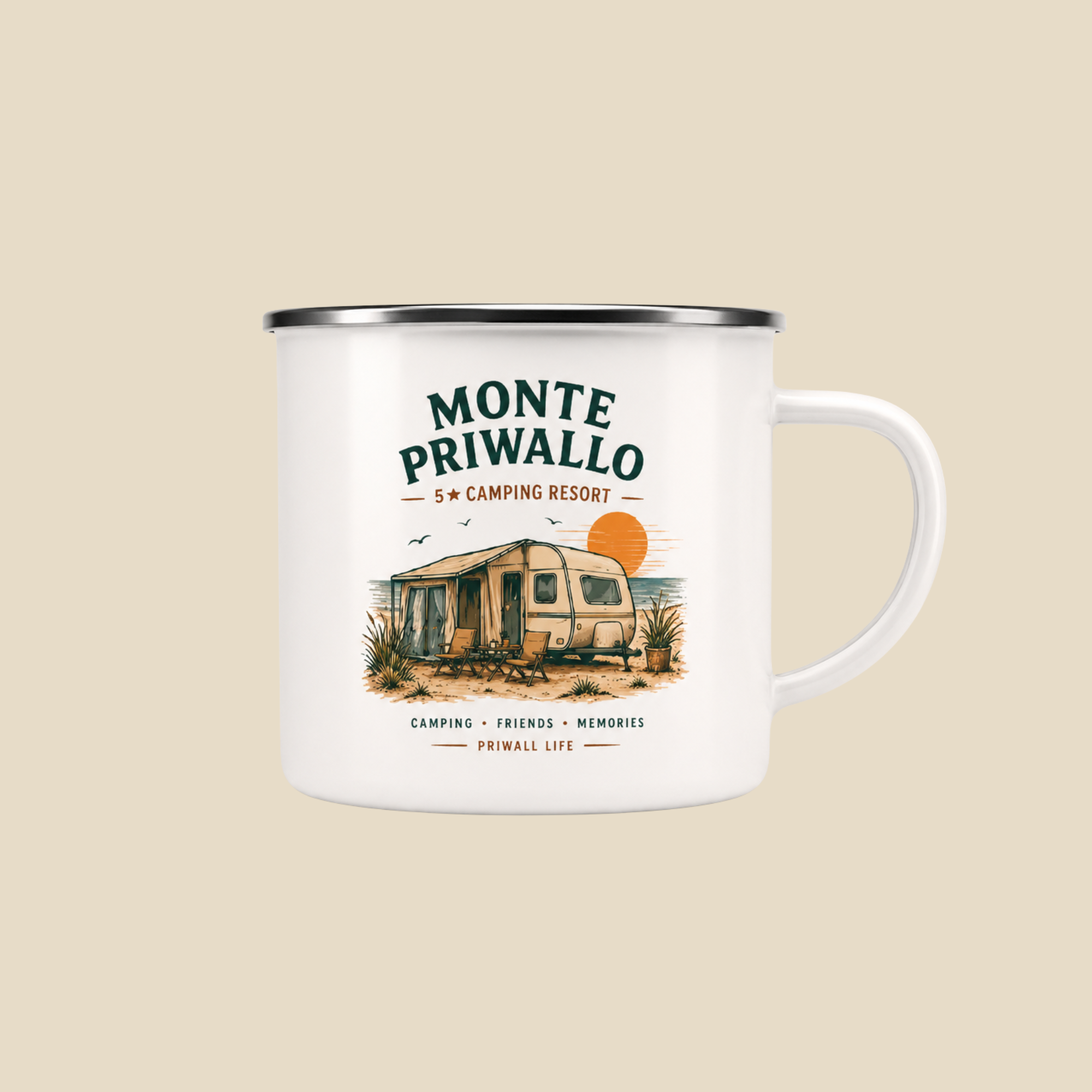 Emaille Camping Tasse Ostsee – Monte Priwallo Vanlife Mug – Priwall Vibes
