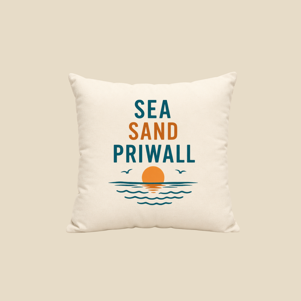 Priwall Vibes Kissen – Sea Sand Baltic Coast – Ostsee Deko Kissen