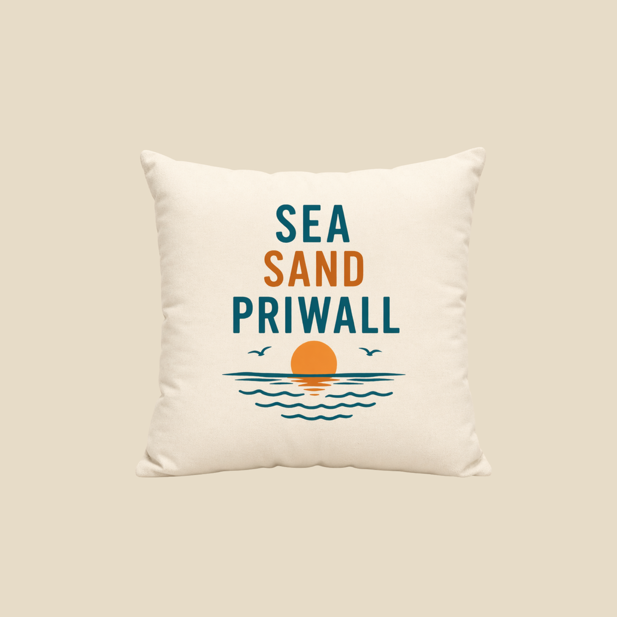 Priwall Vibes Kissen – Sea Sand Baltic Coast – Ostsee Deko Kissen