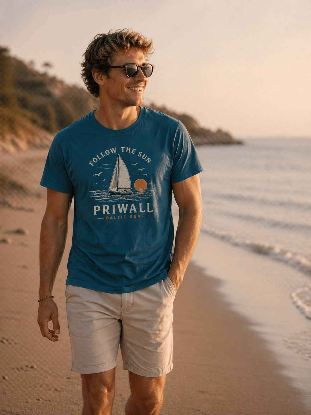 Follow the Sun Shirt – Priwall Ostsee – Organic Unisex (Dark Collection)