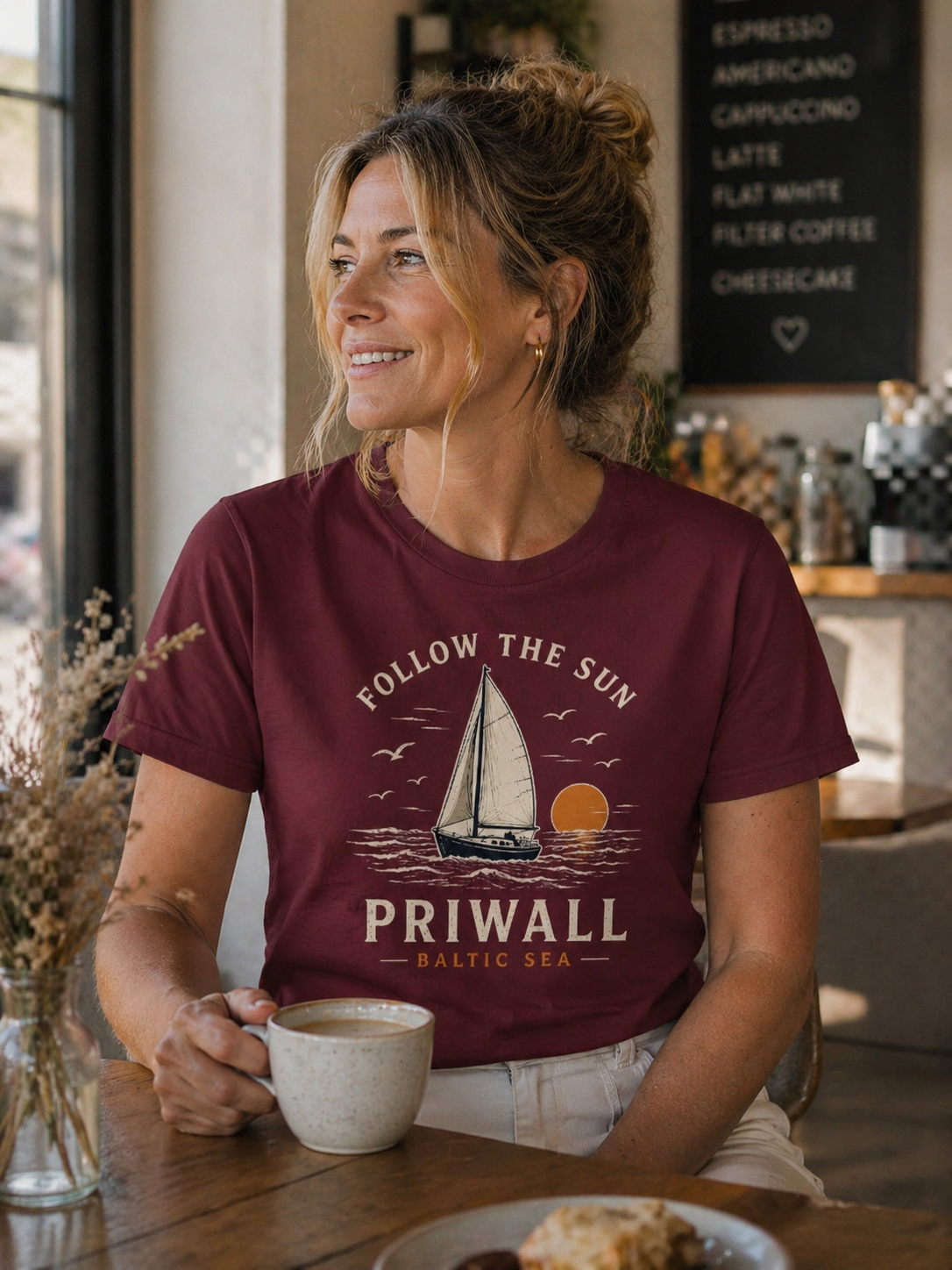 Follow the Sun Shirt – Priwall Ostsee – Organic Unisex (Dark Collection)