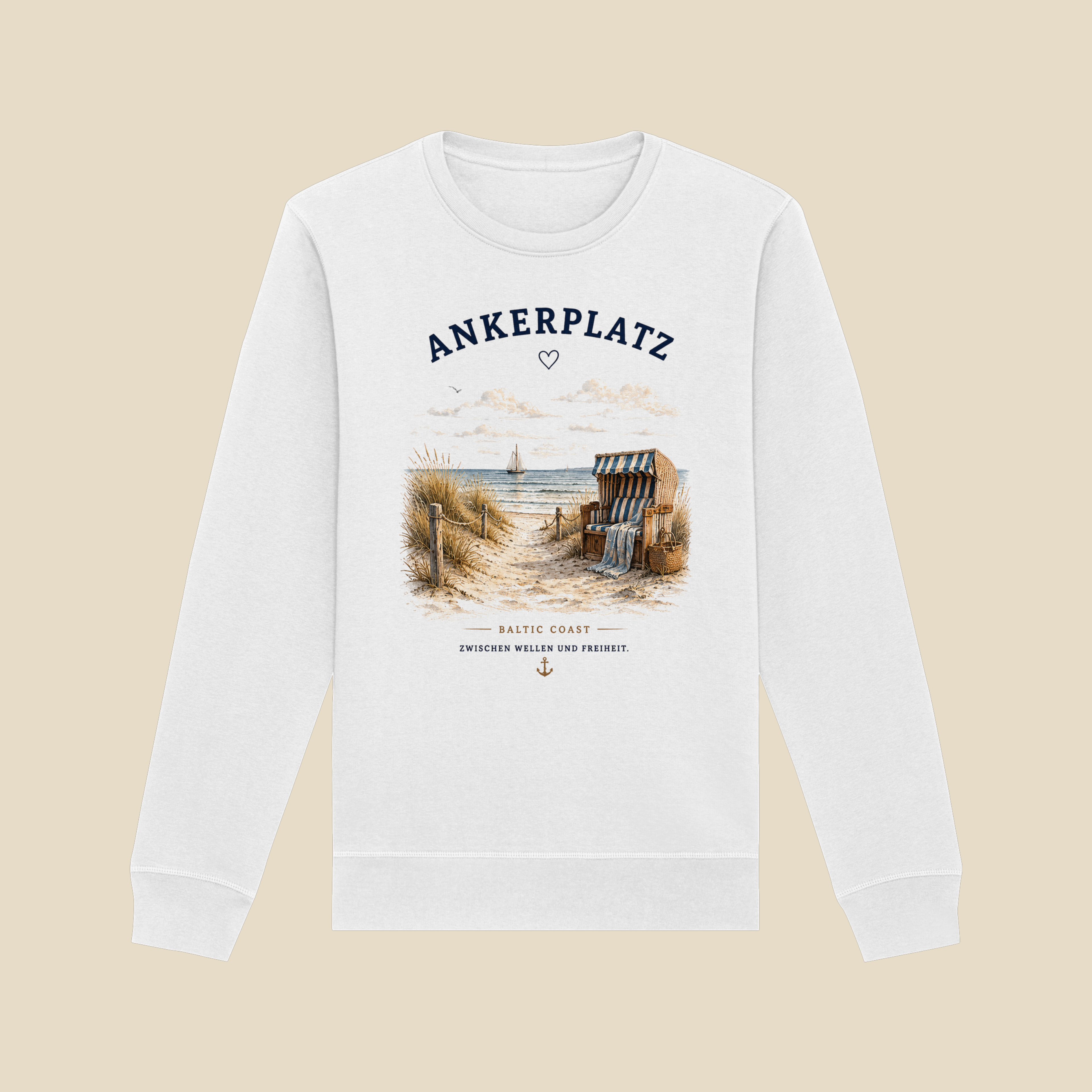 Ankerplatz Sweatshirt – Küstengefühl – Organic Basic Unisex Sweatshirt