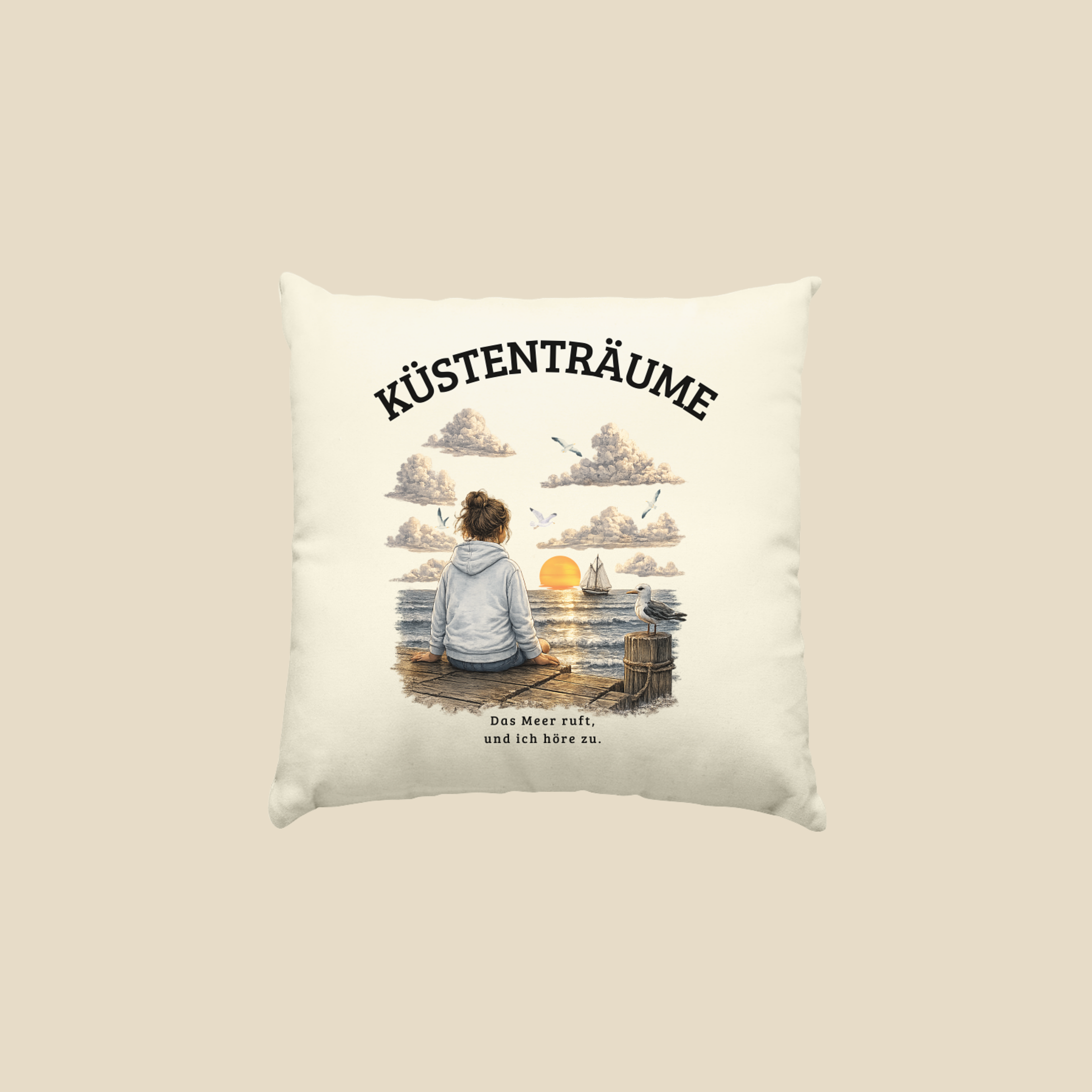 Küstenträume Dekokissen mit Küstenmotiv 40x40 cm