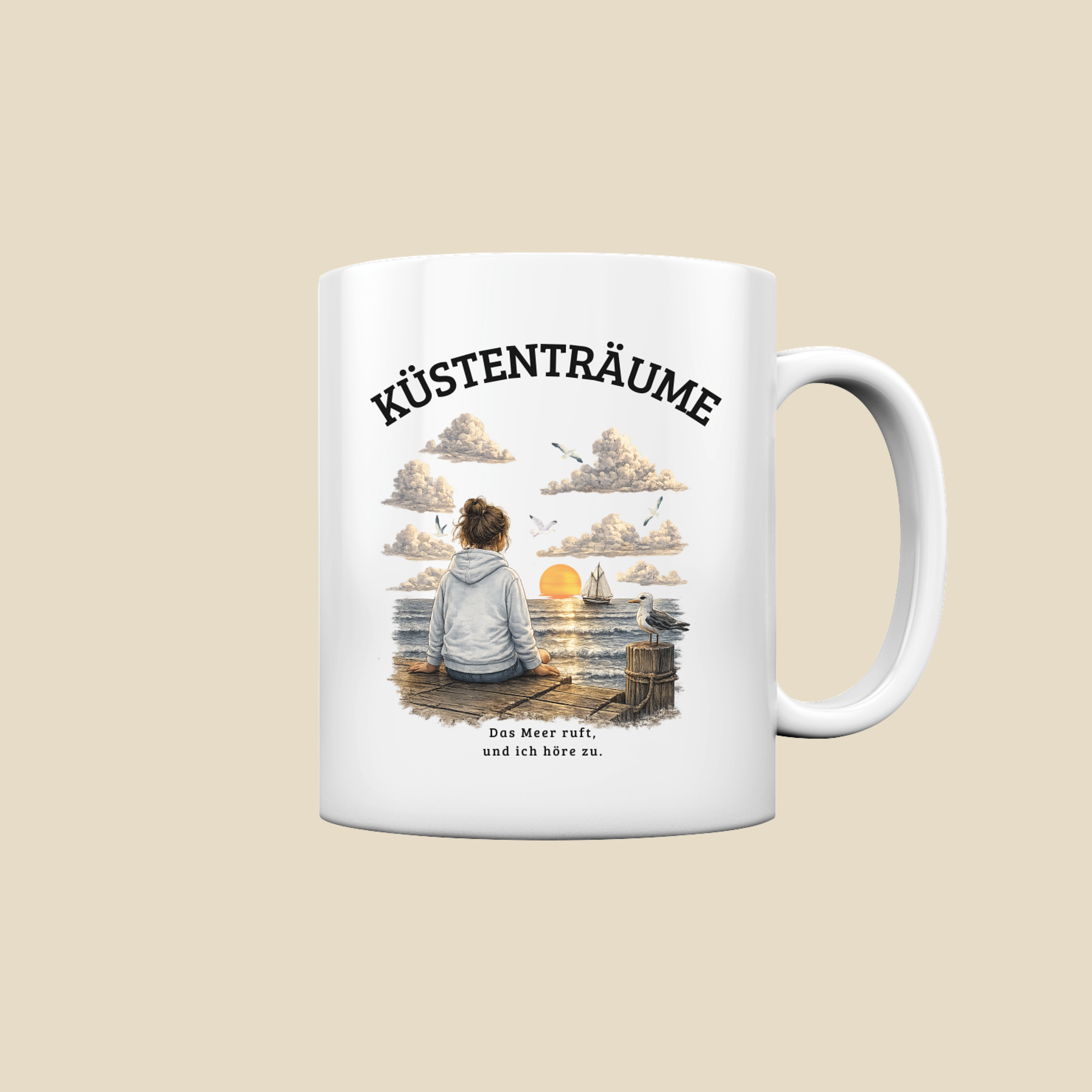Küstenträume Keramiktasse mit Küstenmotiv