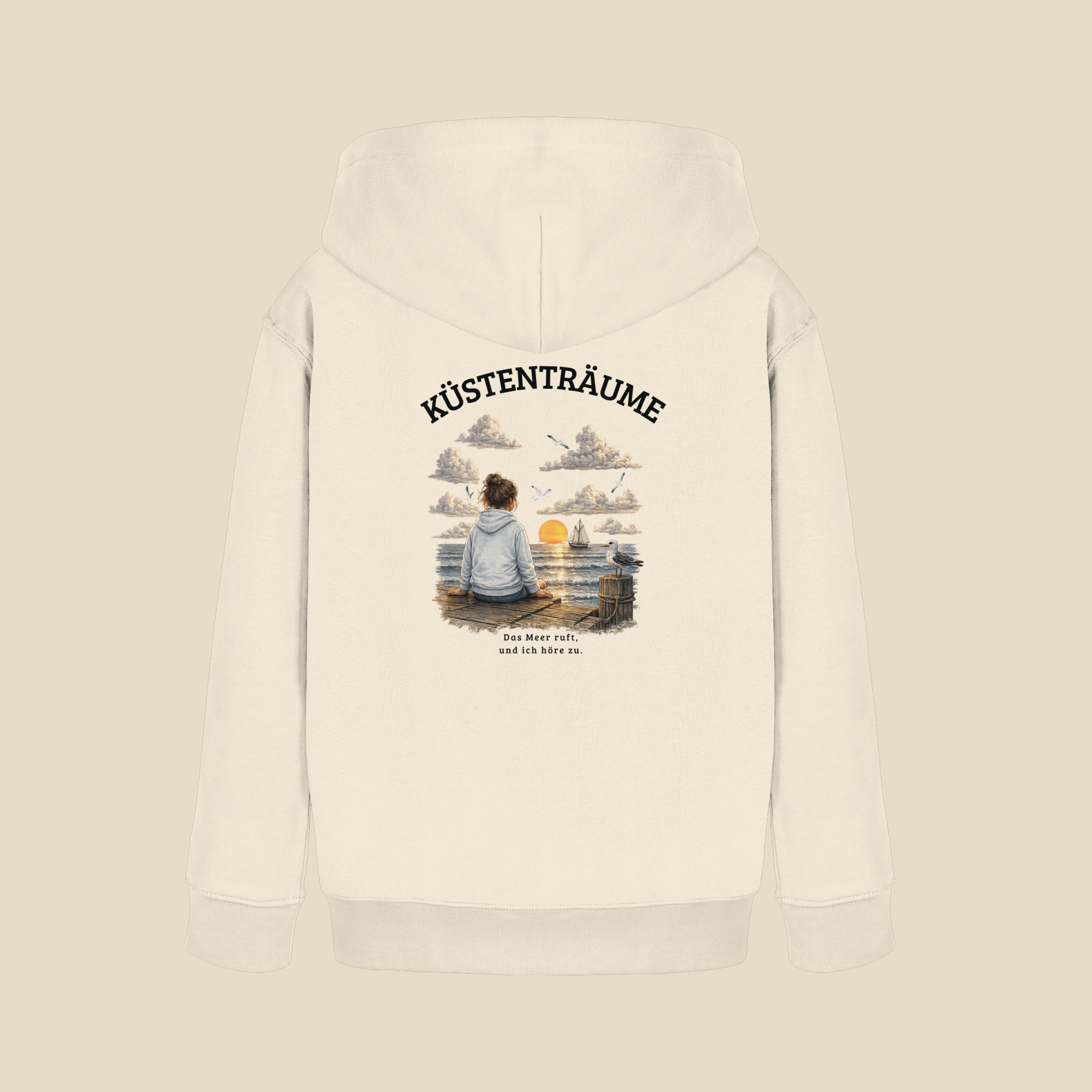 Küstenträume Kinder Bio-Kapuzenpullover mit Küstenmotiv
