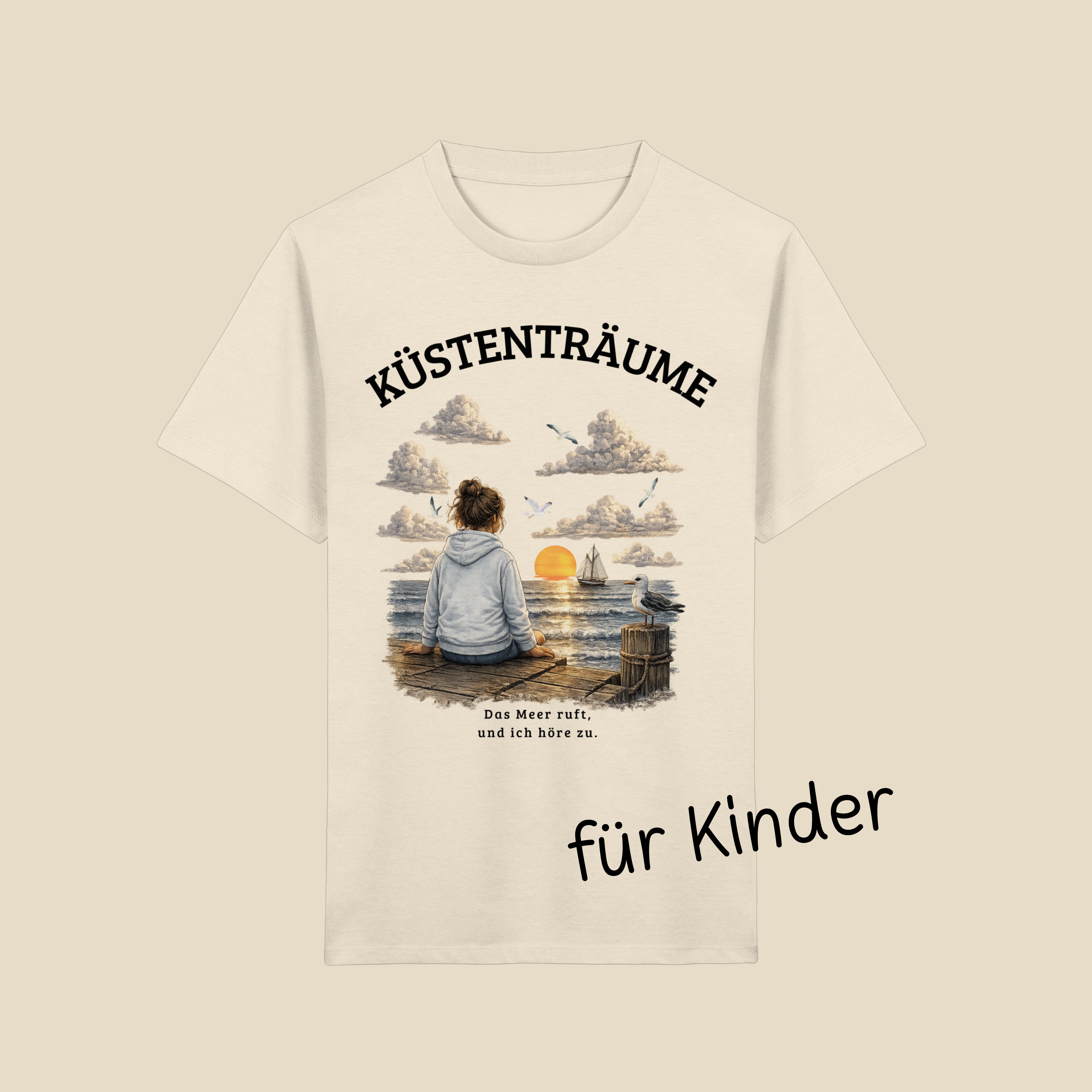 Küstenträume Kinder Bio-T-Shirt mit Küstenmotiv