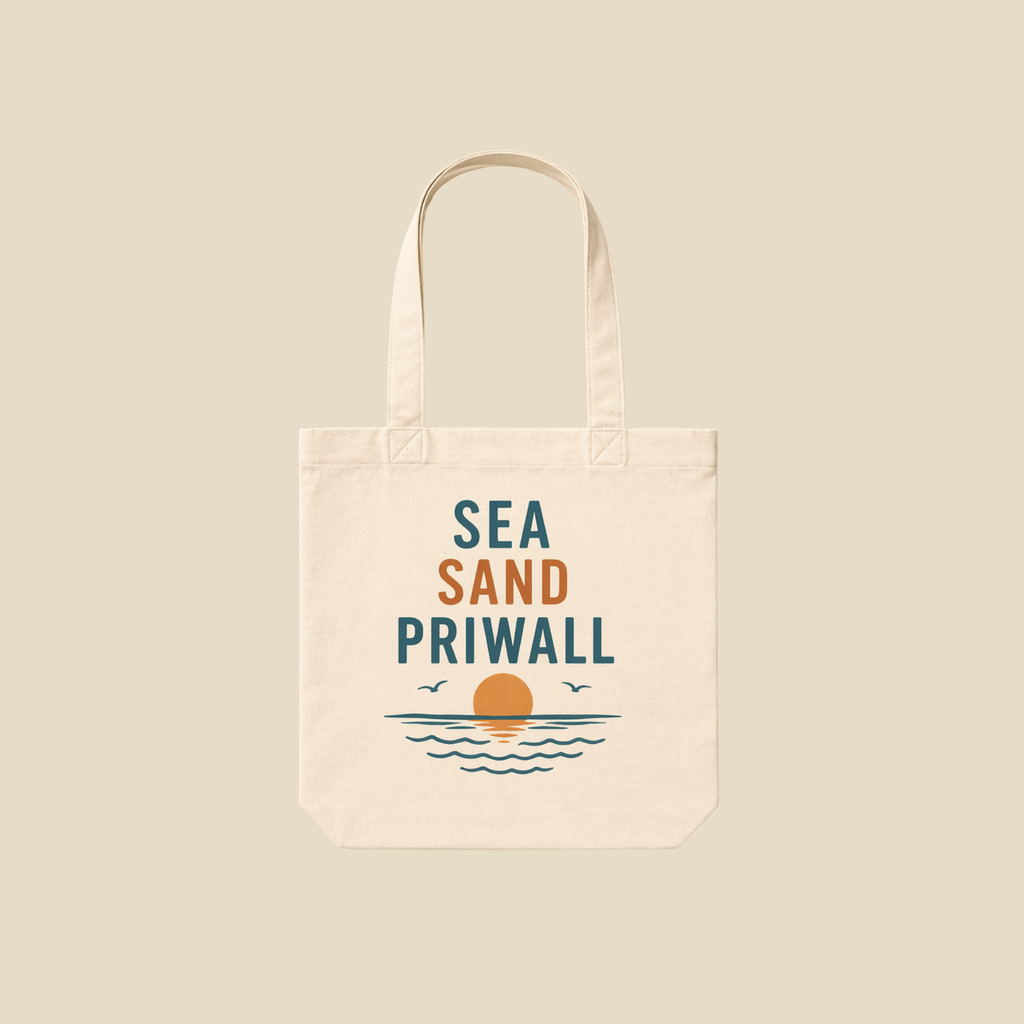 Priwall Vibes Stofftasche – Sea Sand Baltic Coast – Ostsee Tote Bag