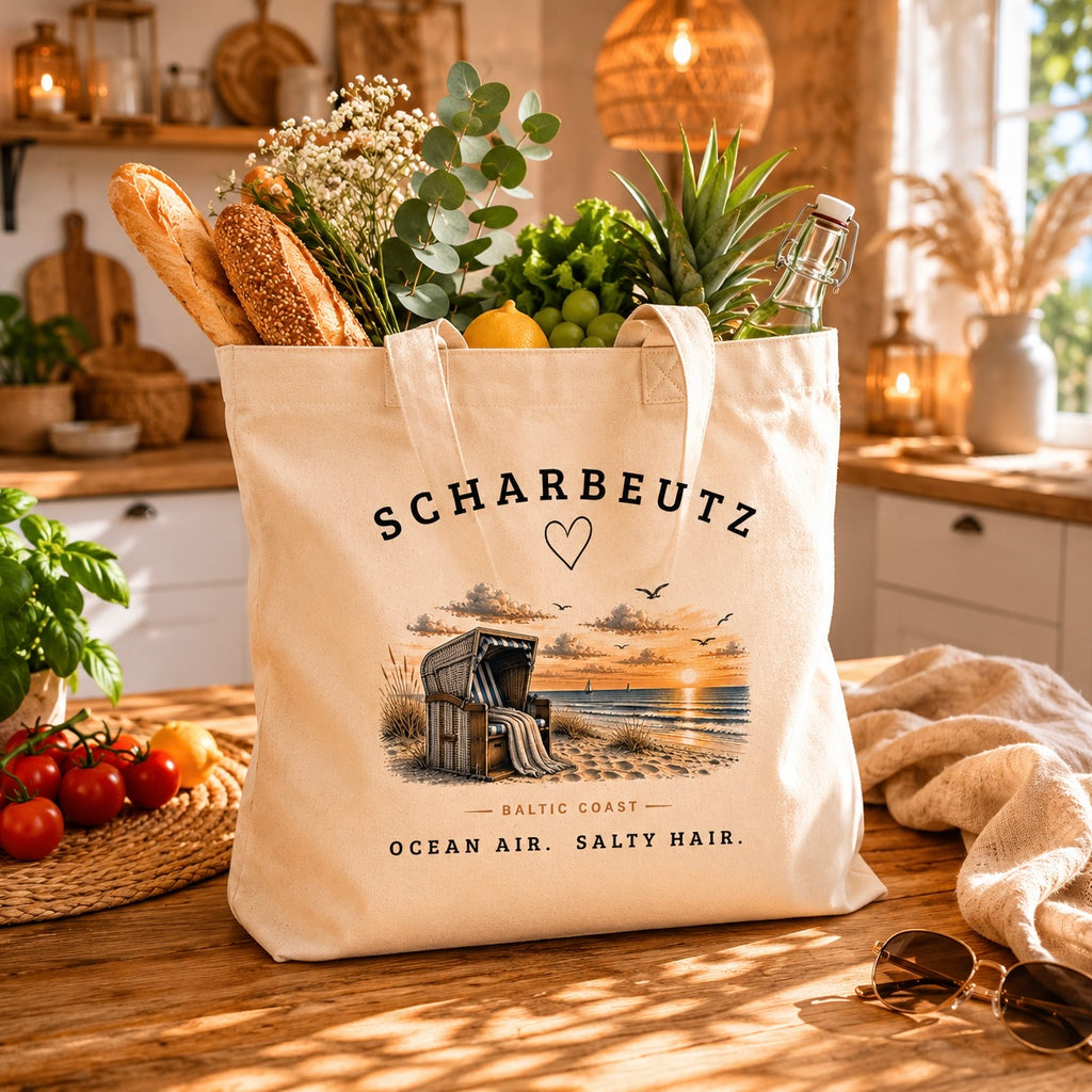 Scharbeutz Ostsee Stofftasche – Strandkorb Sonnenuntergang