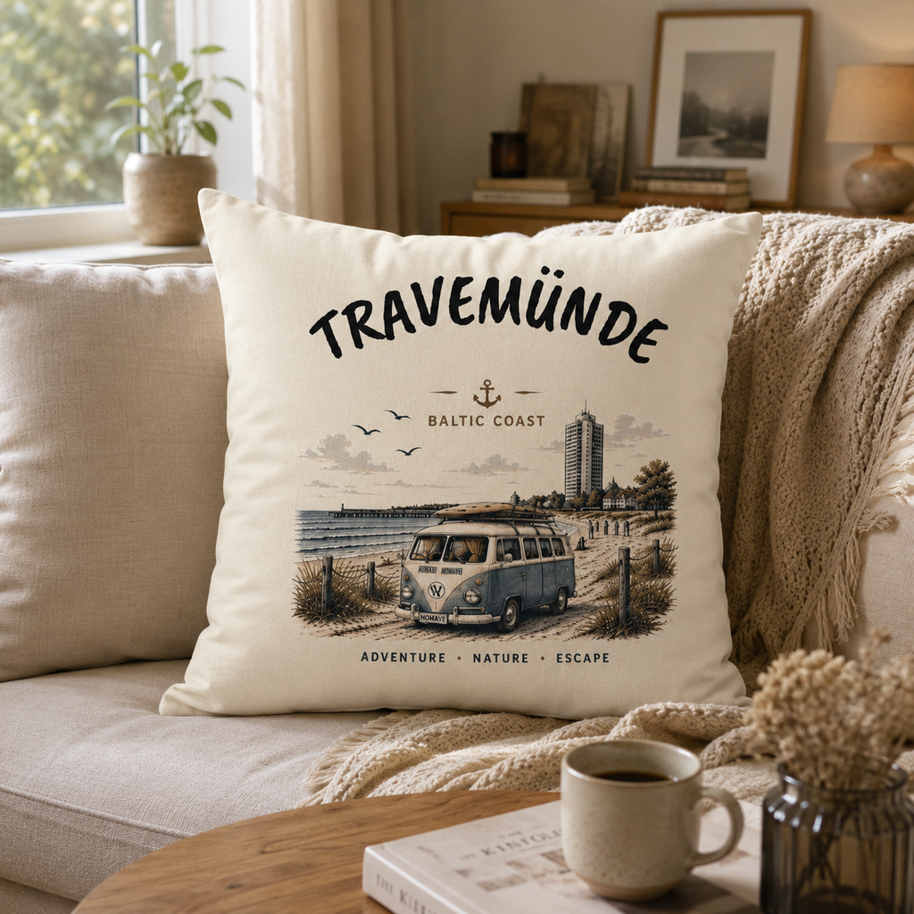 Travemünde Kissen 40x40 – Ostsee Deko Kissen natur