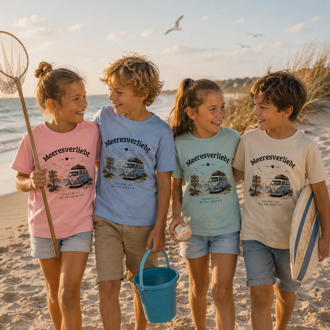 Meeresverliebt Kinder Shirt Bulli Vanlife Camping – Küstengefühl Kids Bio T-Shirt