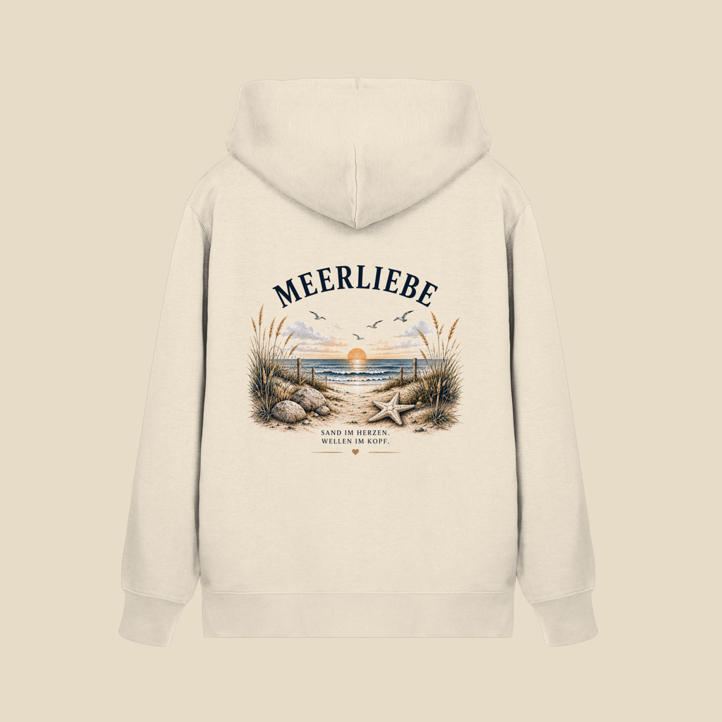 Meerliebe Zipper Hoodie – Küstengefühl Sea & Soul – Bio Kapuzenjacke