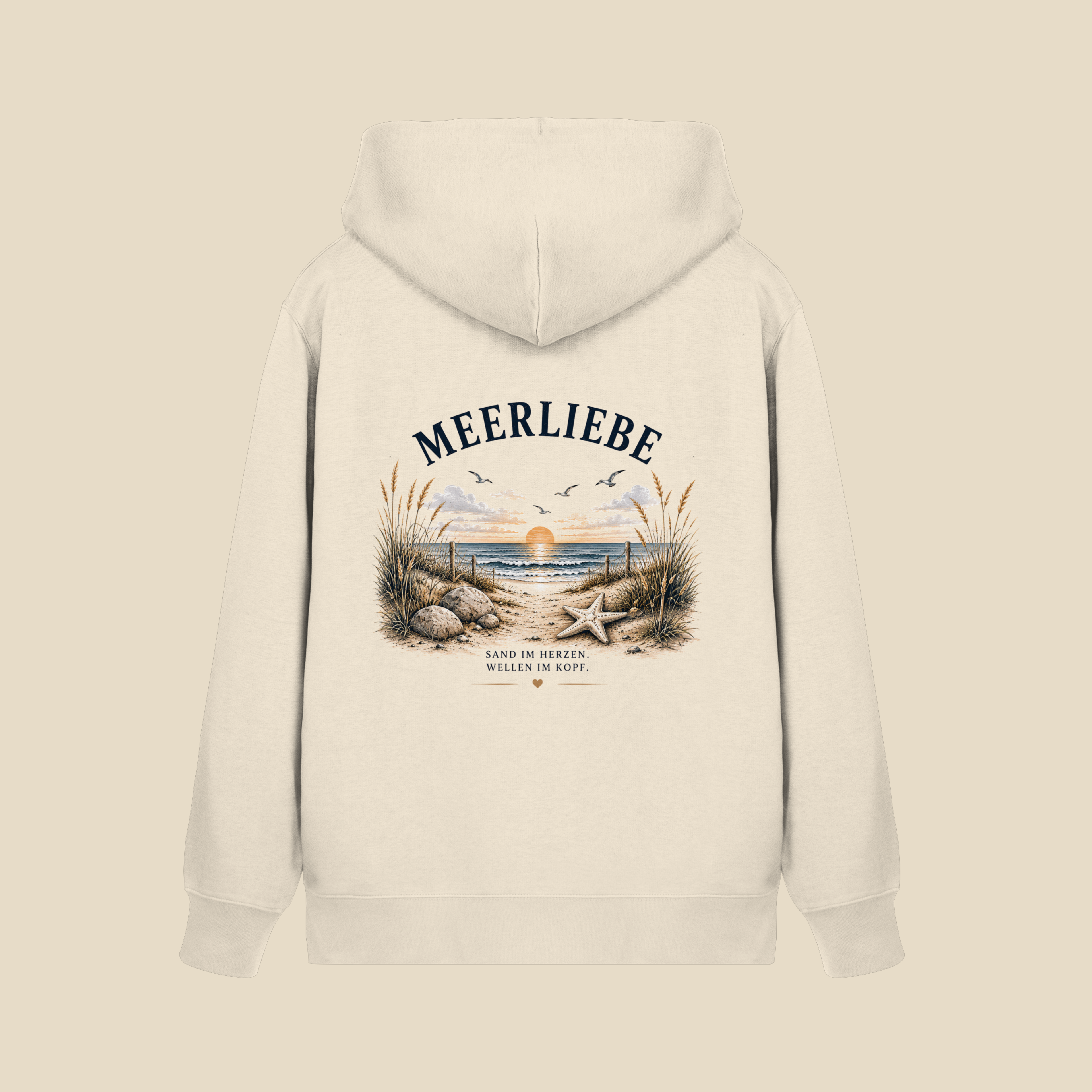 Meerliebe Zipper Hoodie – Küstengefühl Sea & Soul – Bio Kapuzenjacke