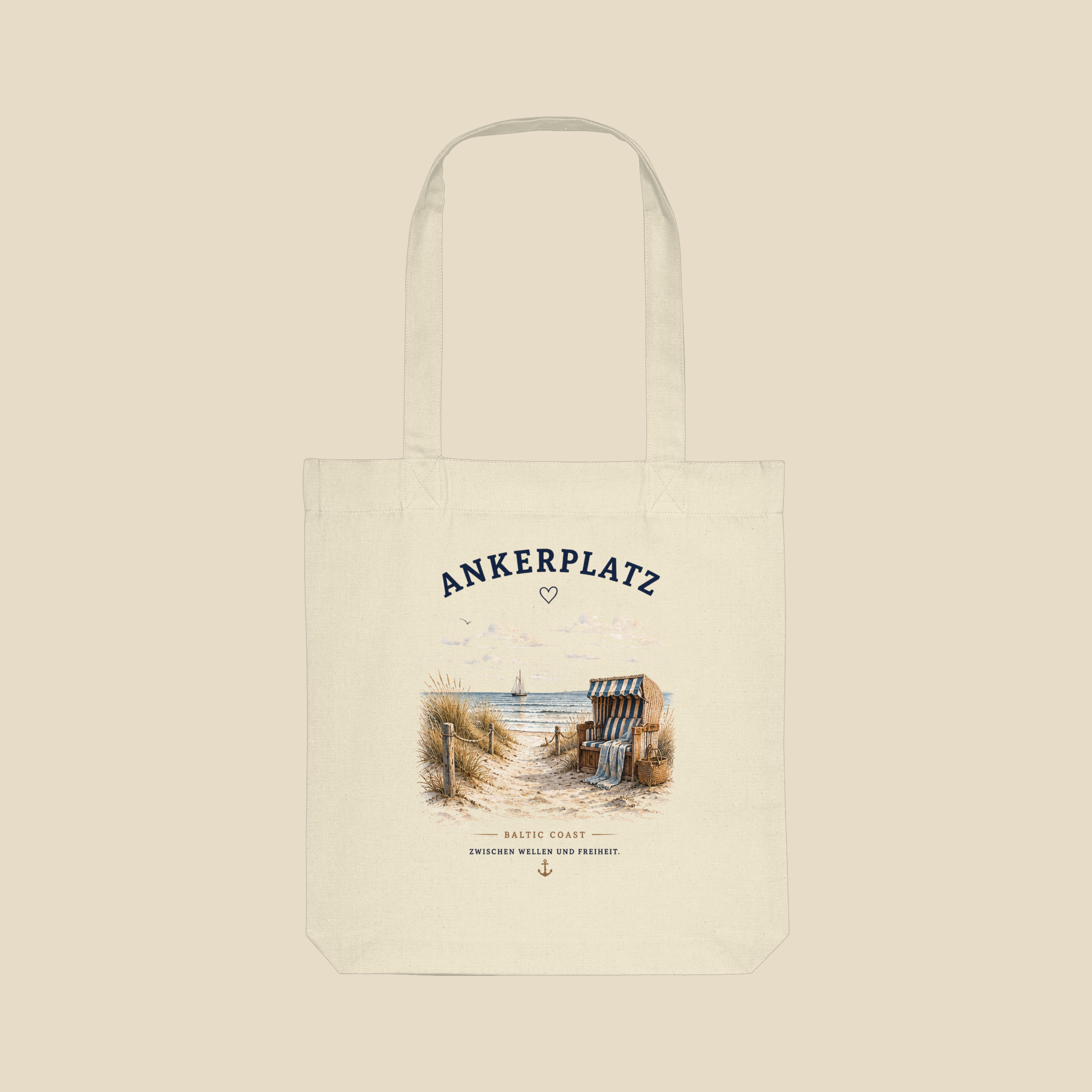 Ankerplatz Stofftasche – Küstengefühl – Organic Tote Bag