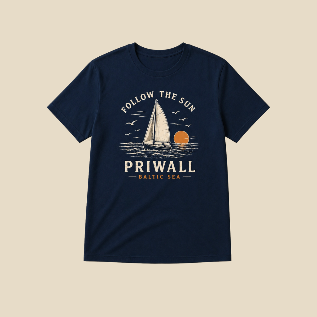Follow the Sun Shirt – Priwall Ostsee – Organic Unisex (Dark Collection)