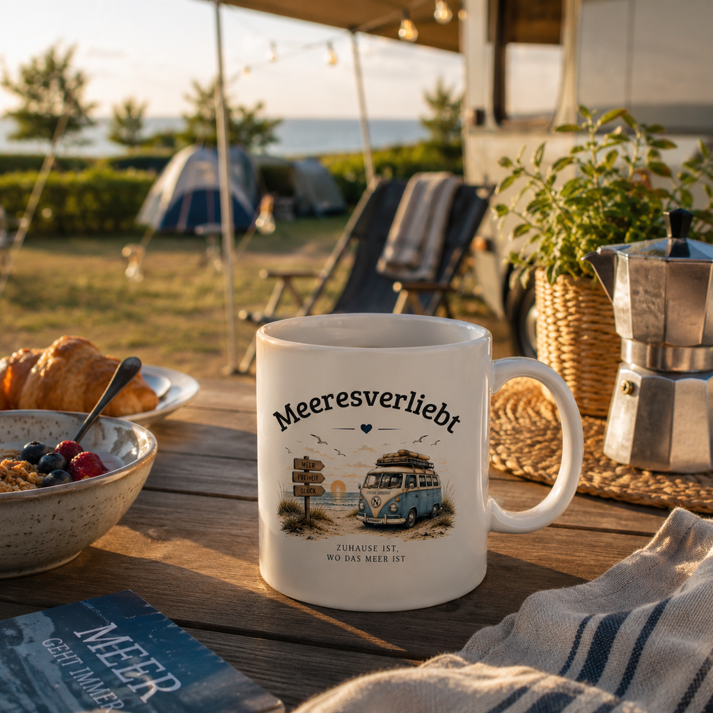 Meeresverliebt Tasse Bulli Vanlife Camping – Kaffeebecher Küstengefühl