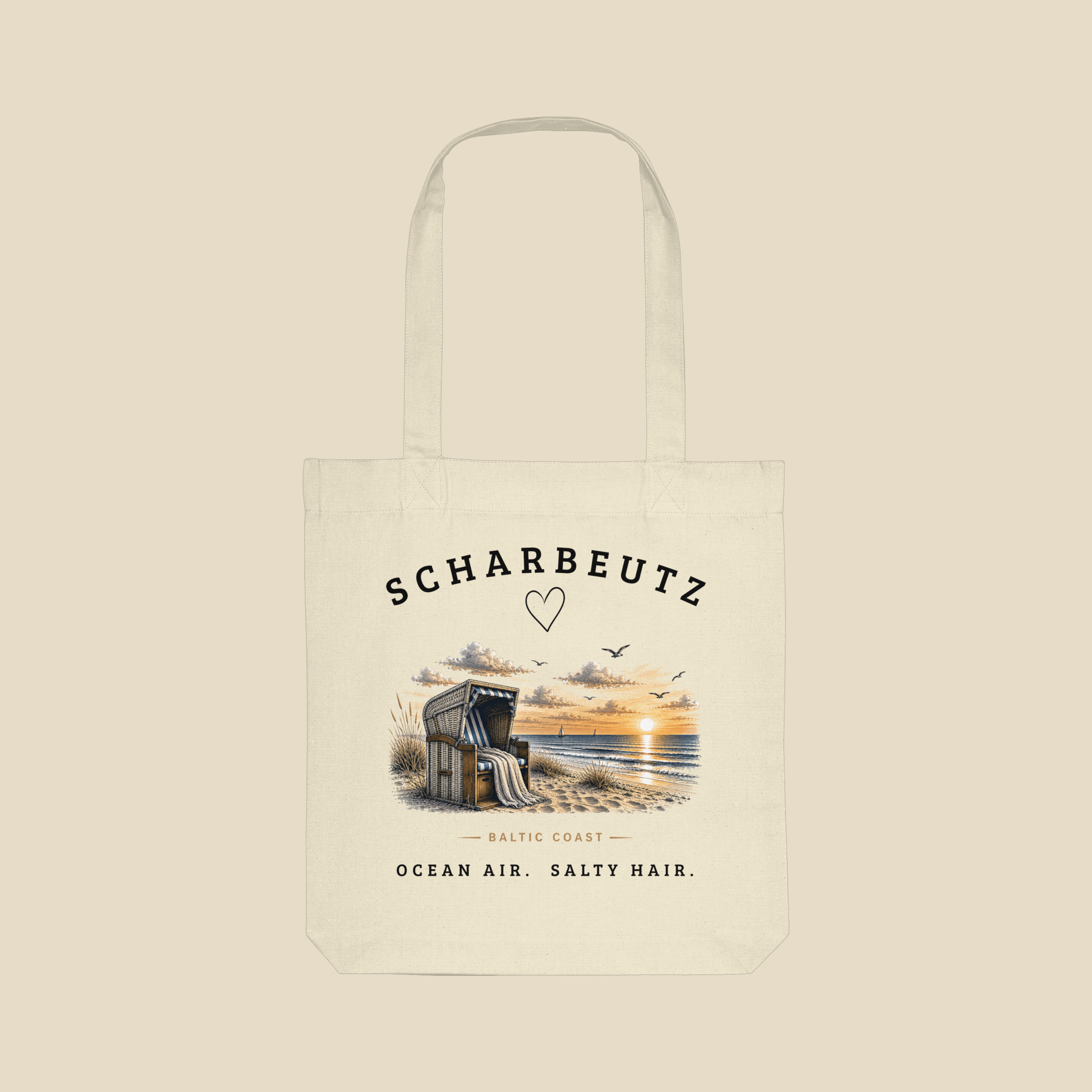 Scharbeutz Ostsee Stofftasche – Strandkorb Sonnenuntergang