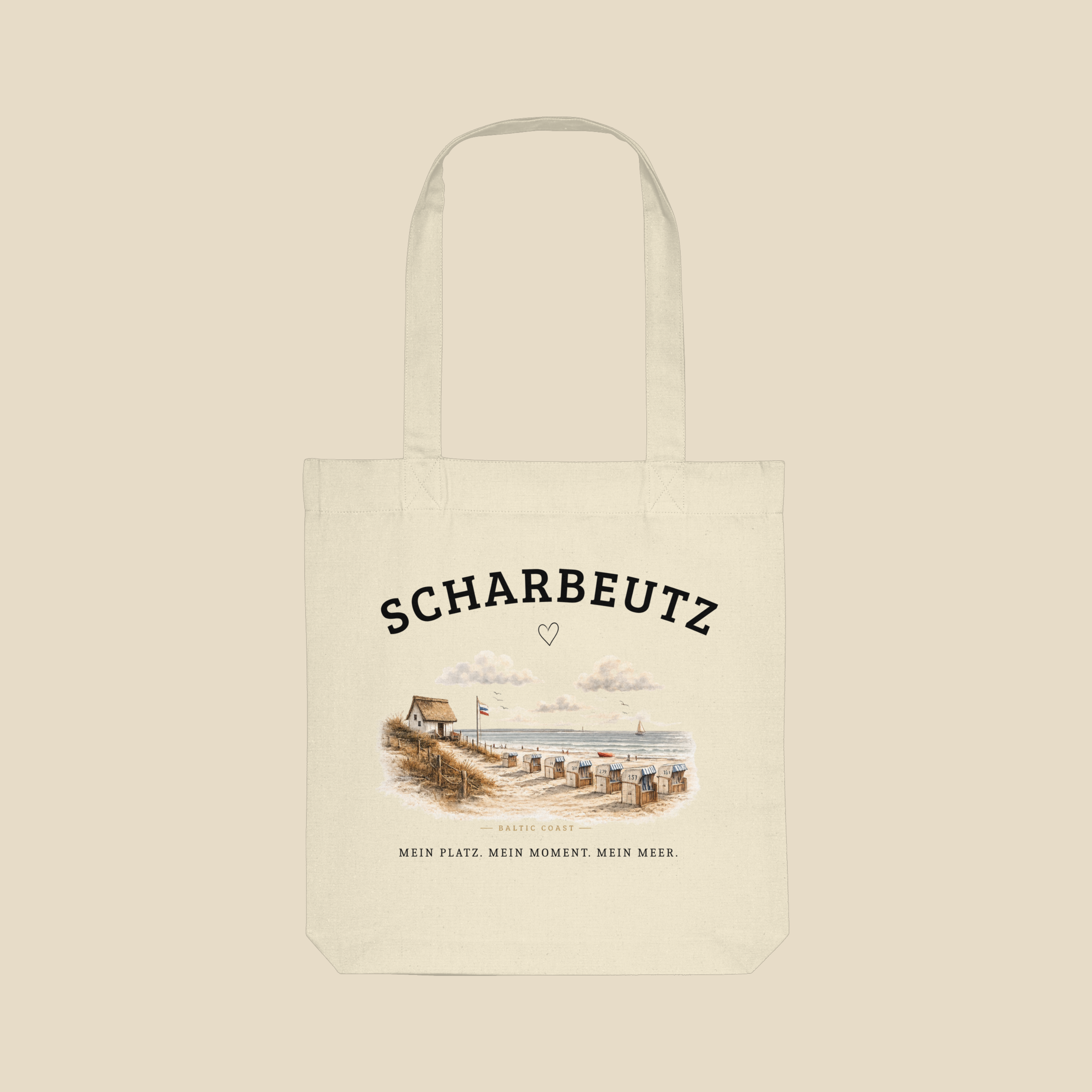 Scharbeutz Ostsee Stofftasche – Strandhaus am Meer – Einkaufstasche