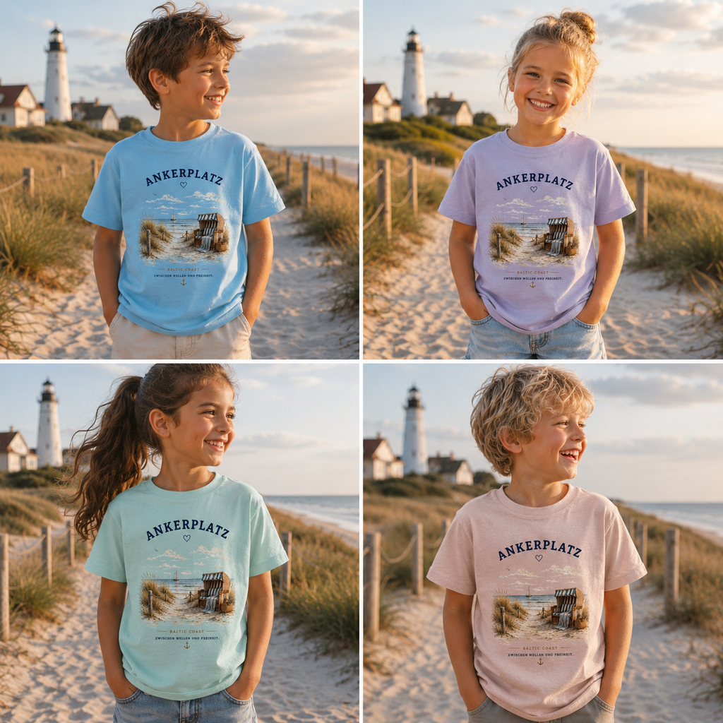 Ankerplatz Kinder T-Shirt – Küstengefühl – Kids Organic Shirt