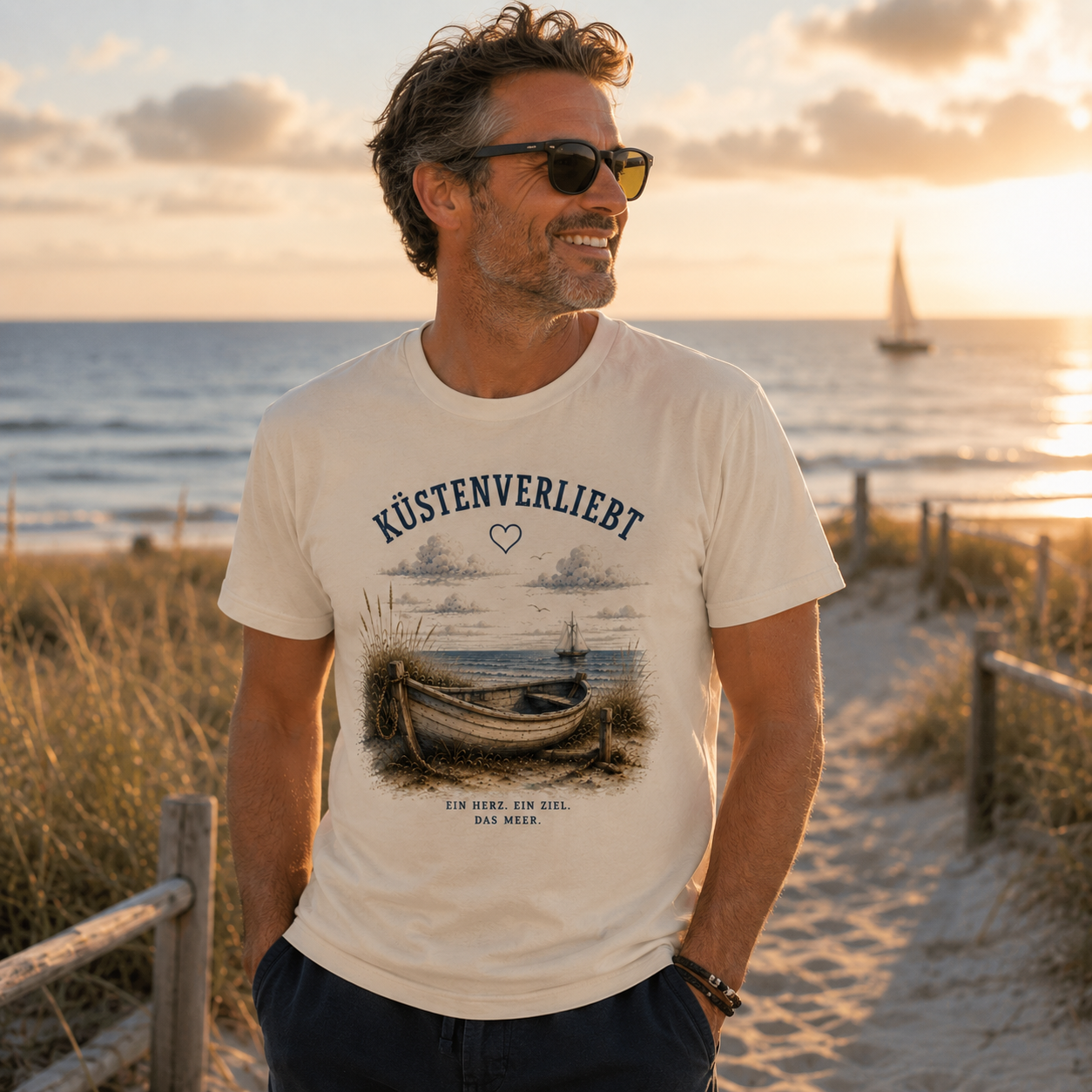 Küstenverliebt Shirt – Zuhause ist, wo das Meer ist | Küstengefühl Bio T-Shirt
