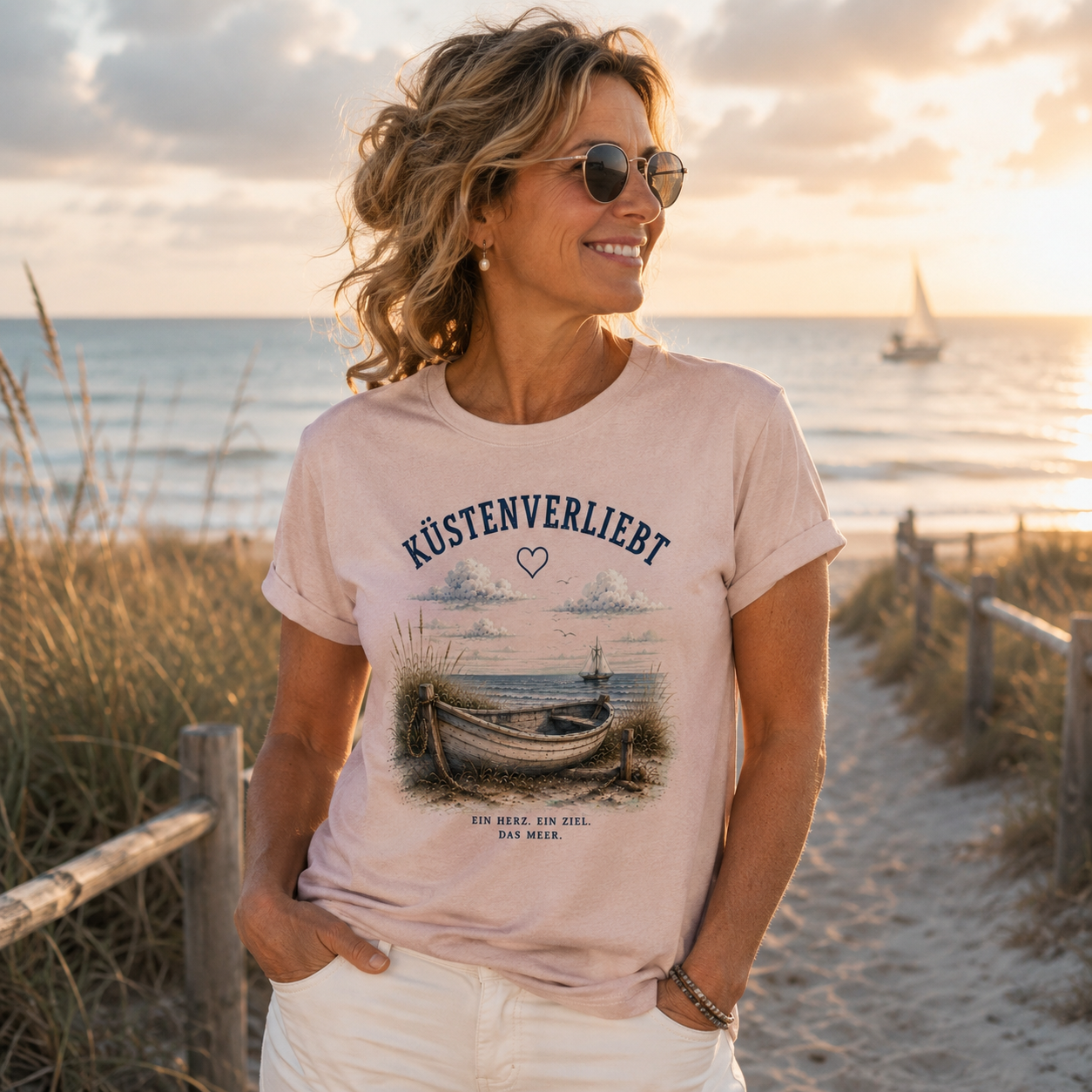 Küstenverliebt Shirt – Zuhause ist, wo das Meer ist | Küstengefühl Bio T-Shirt