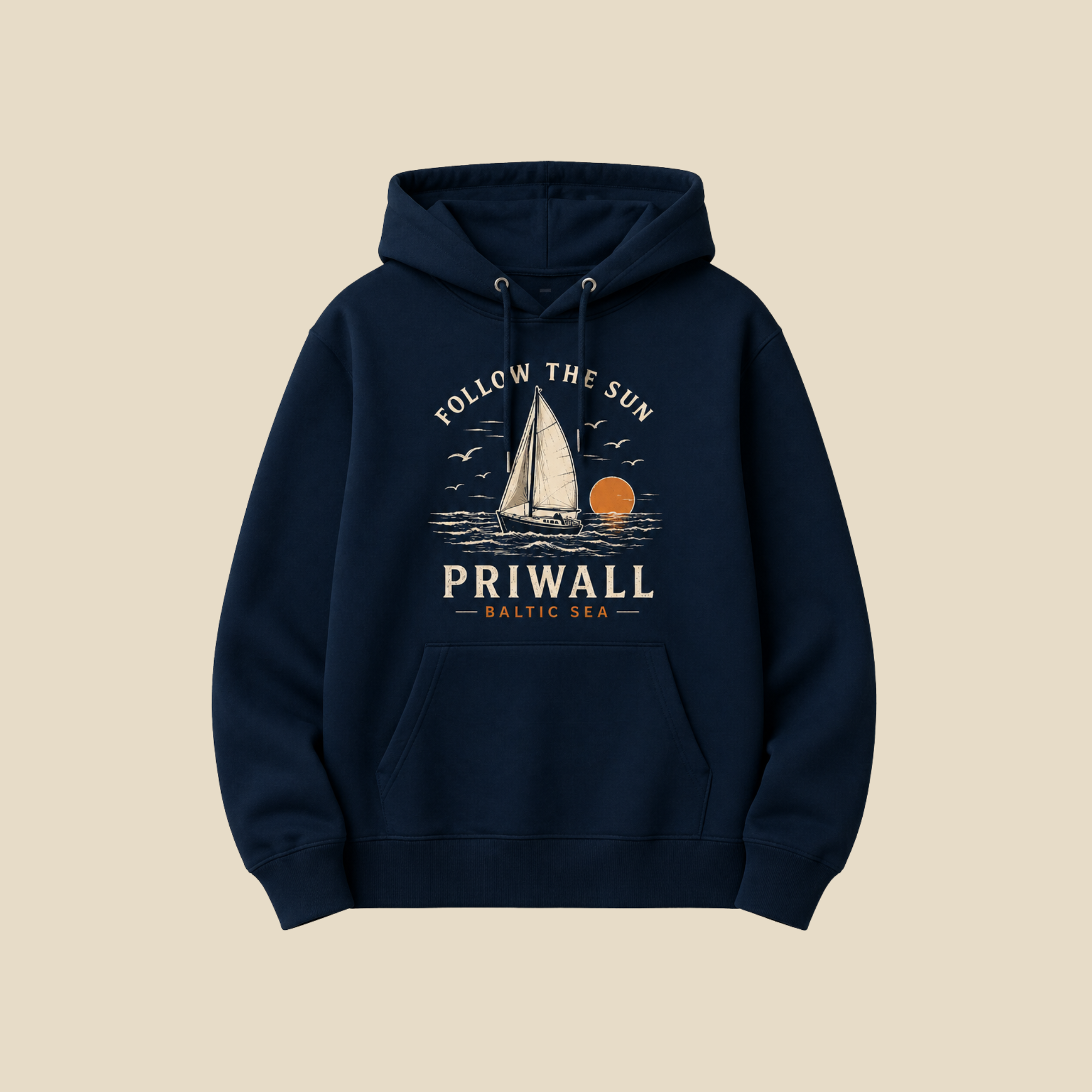Follow the Sun Hoodie – Priwall Ostsee – Organic Unisex (Dark Collection)