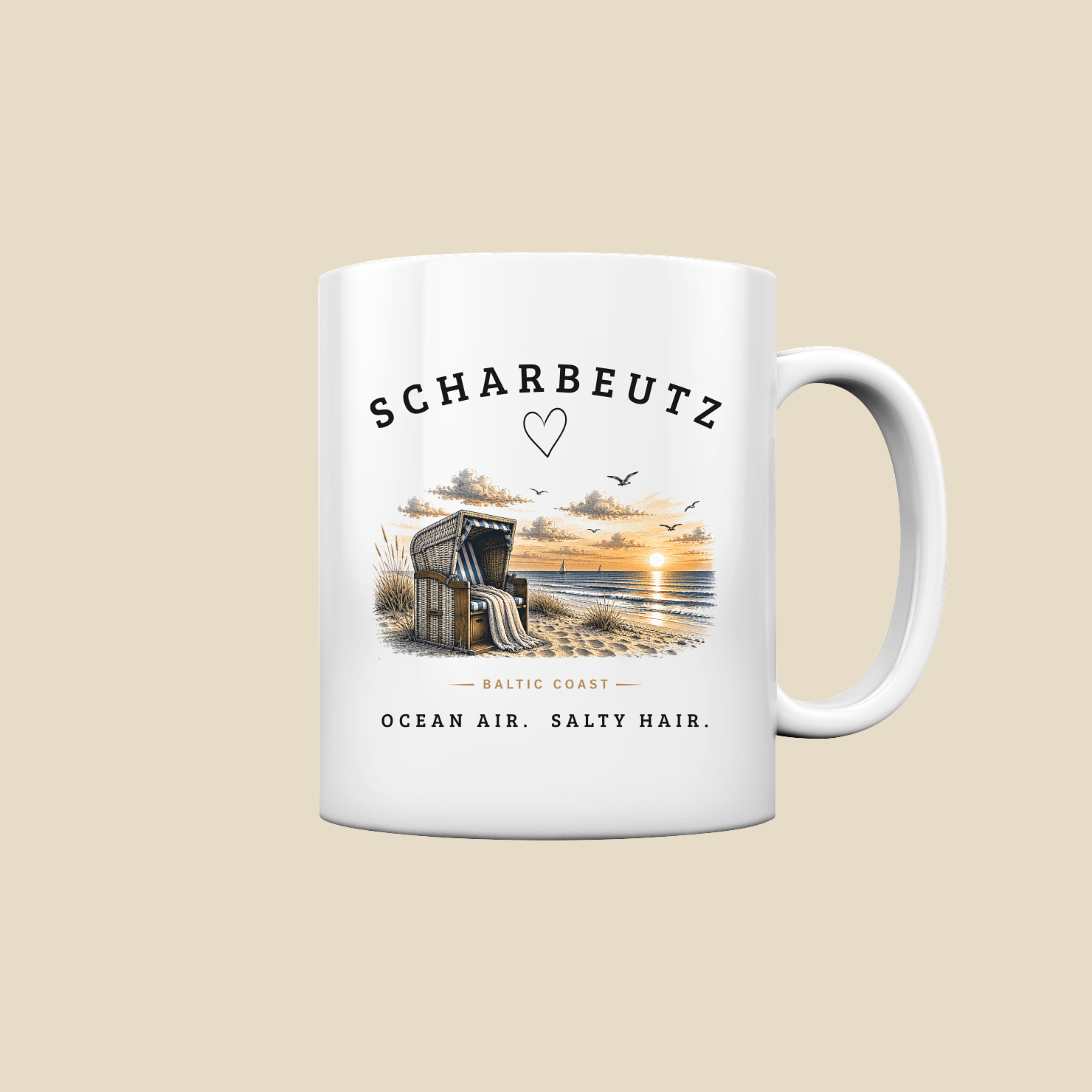 Scharbeutz Ostsee Tasse – Strandkorb Sonnenuntergang