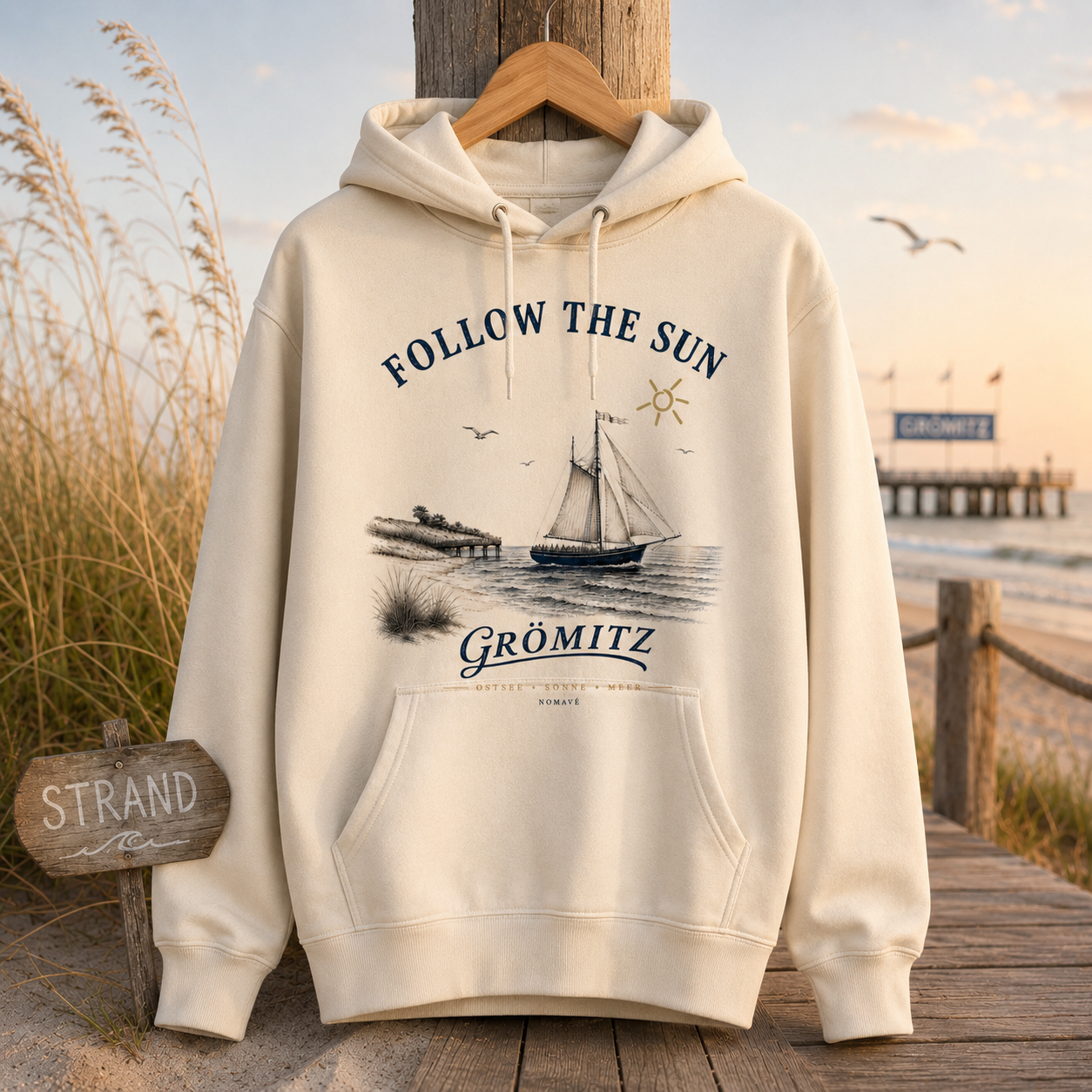 Grömitz - Follow the Sun - Bio Hoodie - Ostsee Kapuzenpullover
