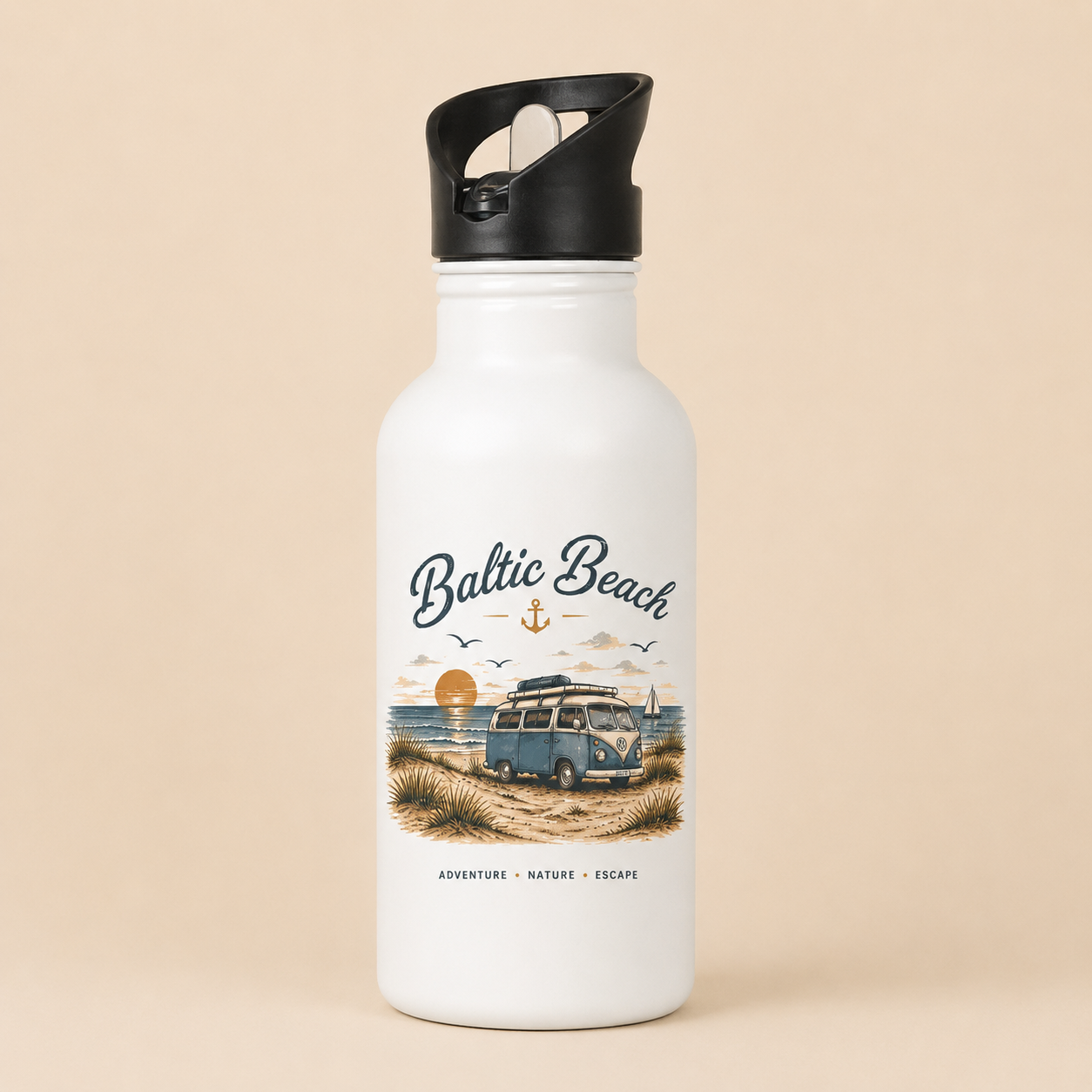 Baltic Beach Edelstahl-Trinkflasche – Maritime Ostsee Vibes