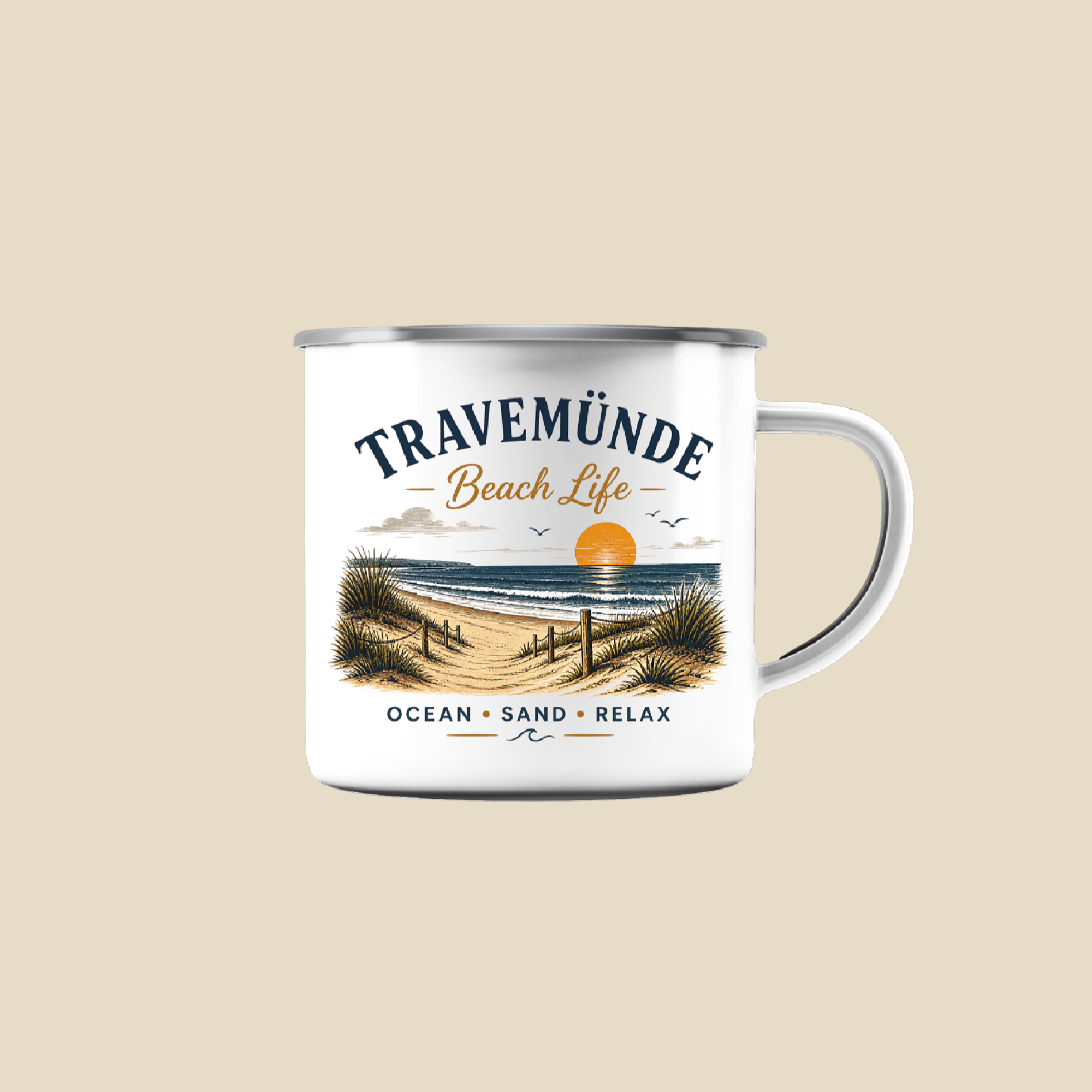 Travemünde Beach Life – Emaille Tasse