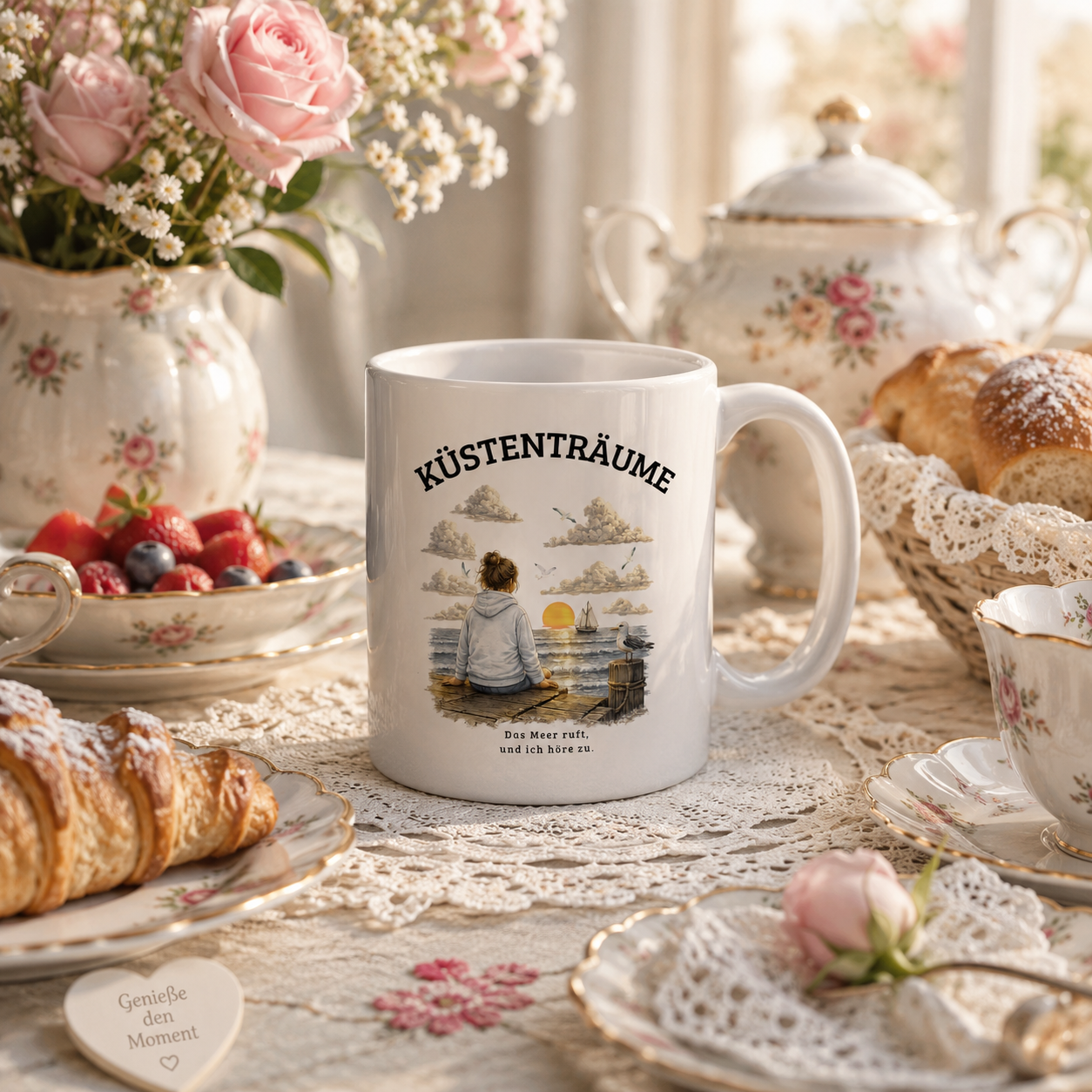 Küstenträume Keramiktasse mit Küstenmotiv