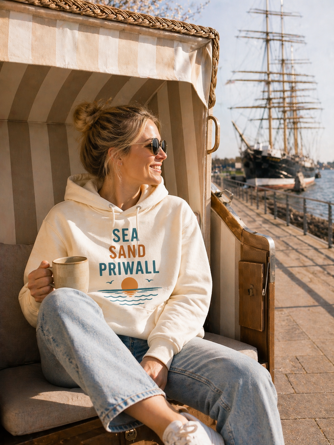 Priwall Vibes Hoodie – Sea Sand Baltic Coast – Ostsee Hoodie Unisex