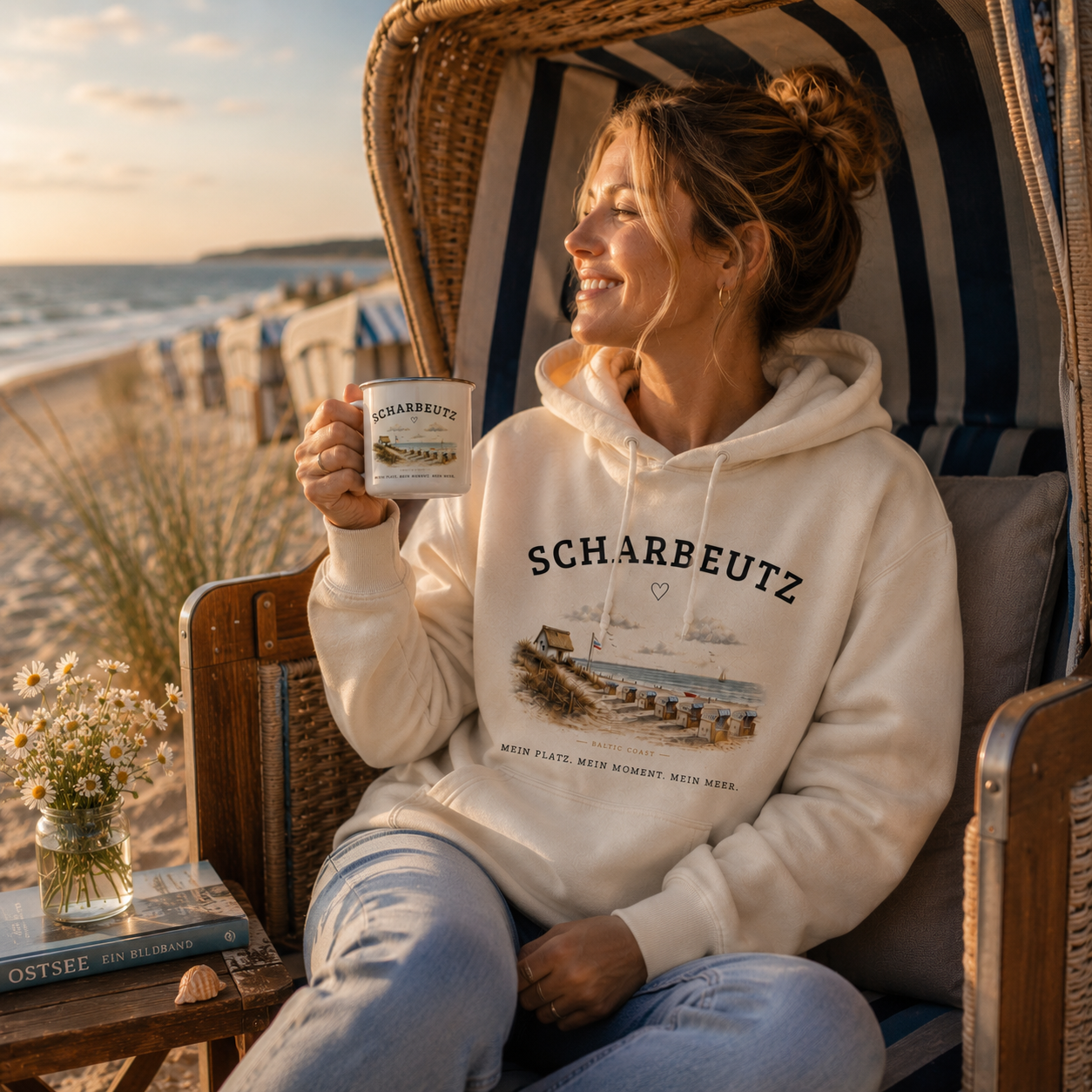 Scharbeutz Ostsee Hoodie – Strandhaus am Meer – Bio Hoodie Unisex