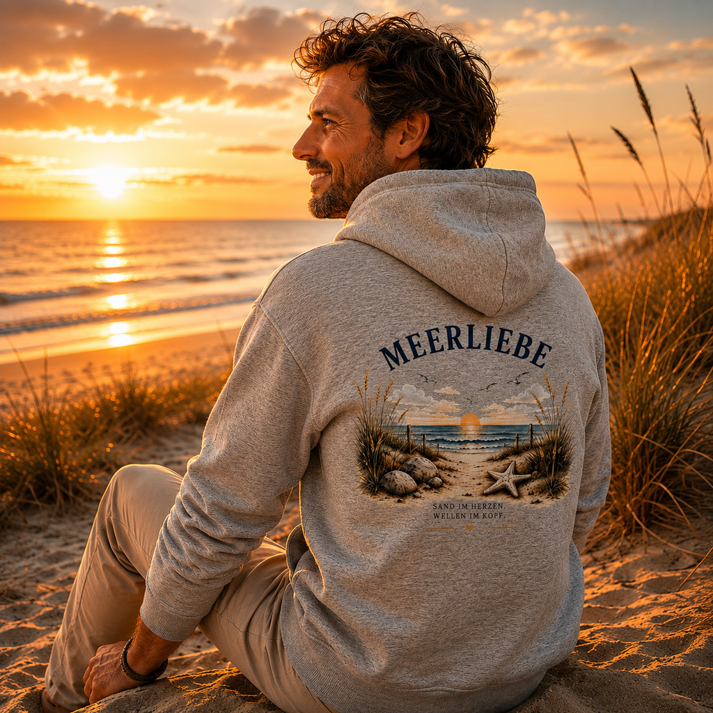 Meerliebe Zipper Hoodie – Küstengefühl Sea & Soul – Bio Kapuzenjacke