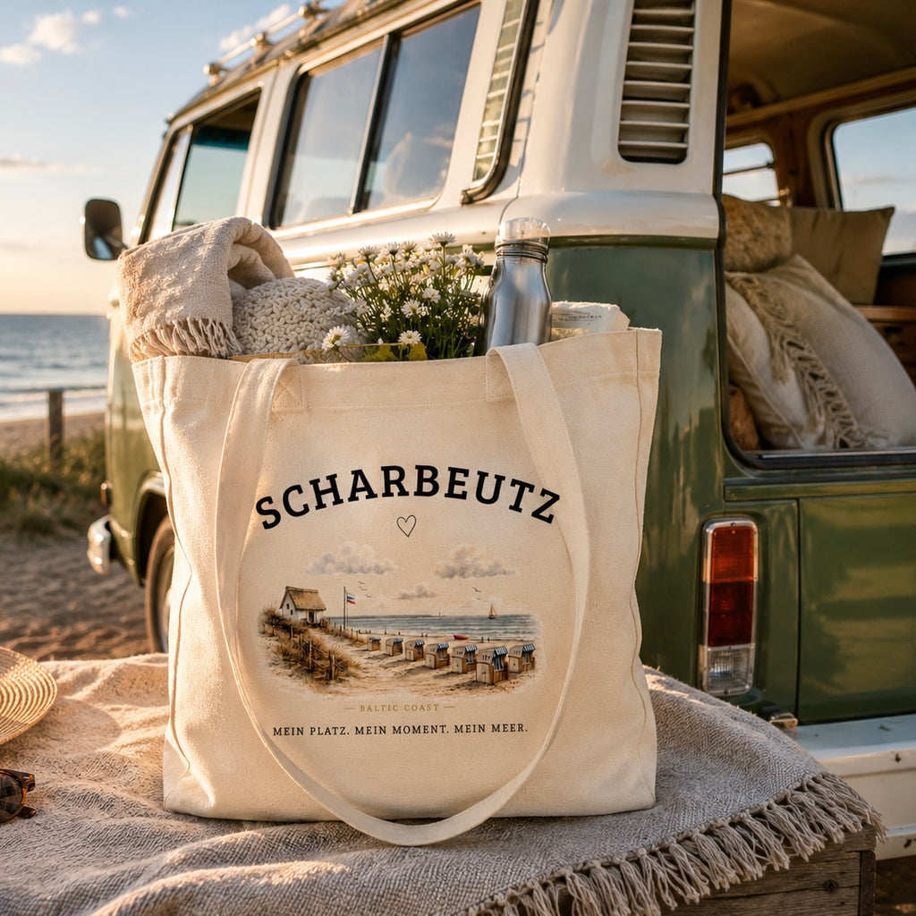 Scharbeutz Ostsee Stofftasche – Strandhaus am Meer – Einkaufstasche
