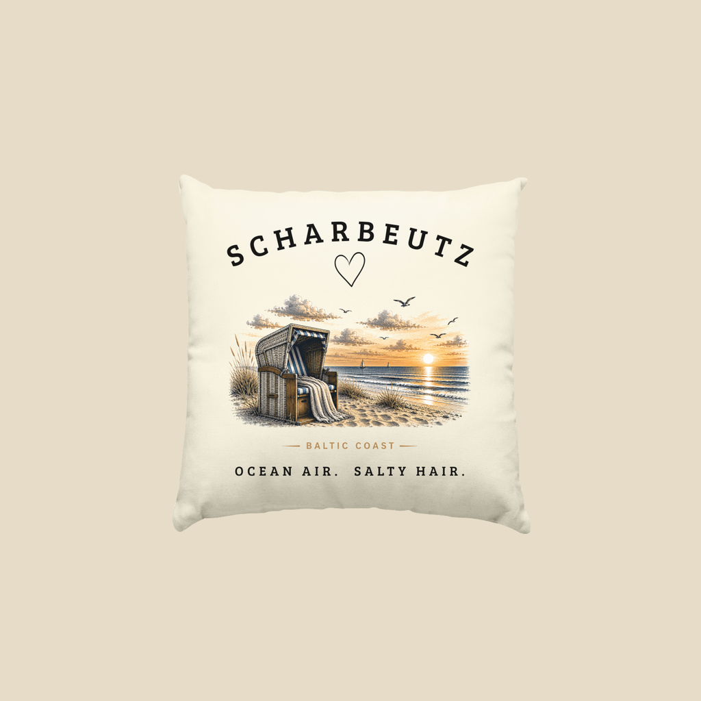 Scharbeutz Ostsee Kissen 40x40 – Strandkorb Sonnenuntergang