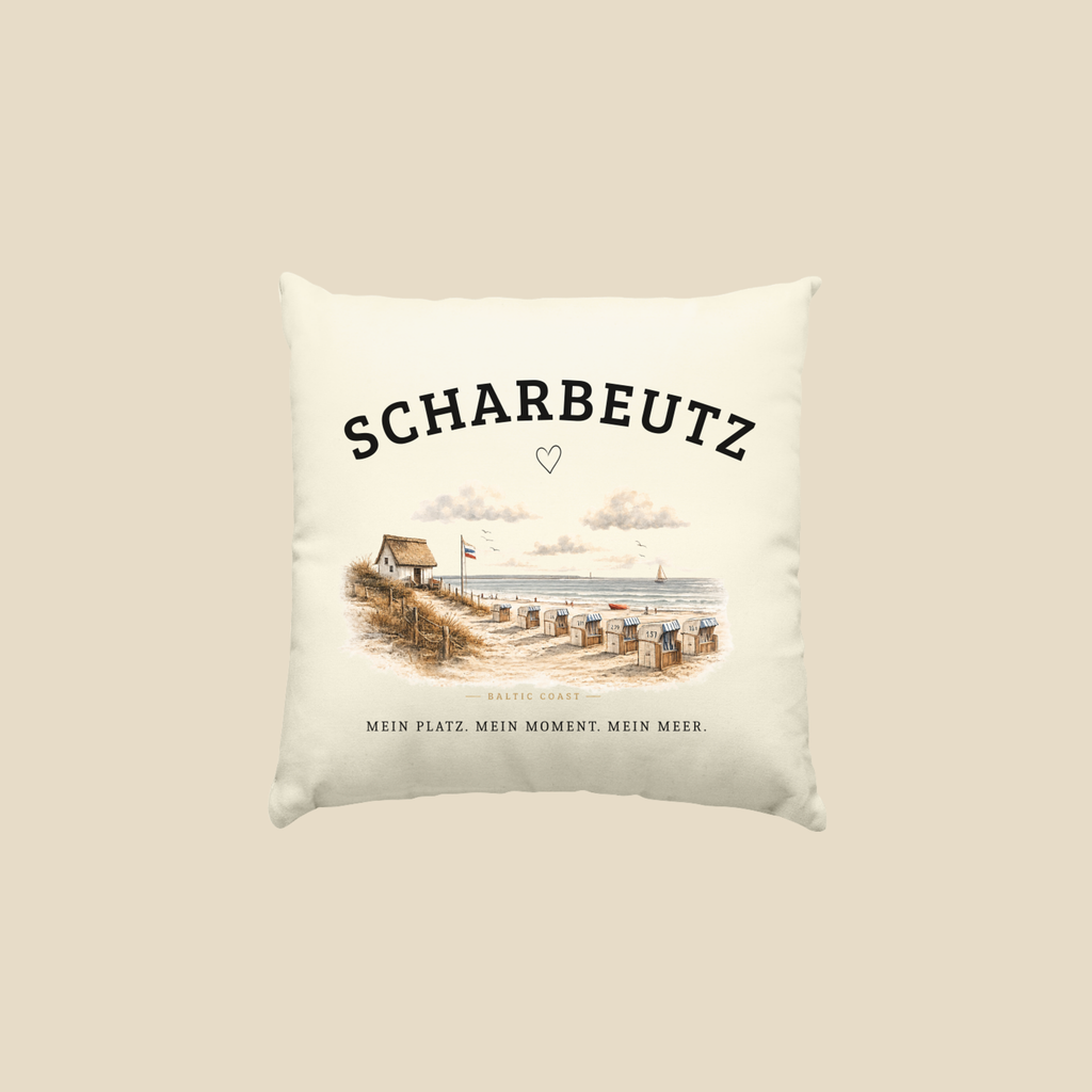 Scharbeutz Kissen 40x40 – Strandhaus am Meer – Ostsee Dekokissen mit Füllung