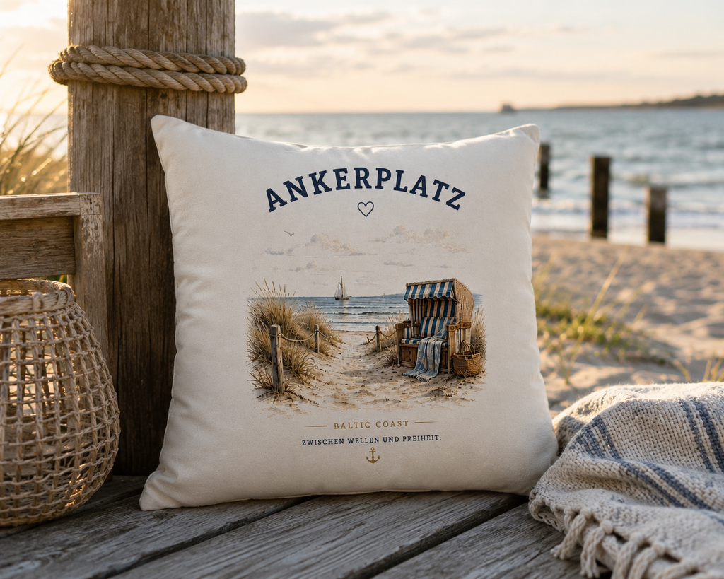 Ankerplatz Dekokissen – Küstengefühl – Kissen 40x40 cm