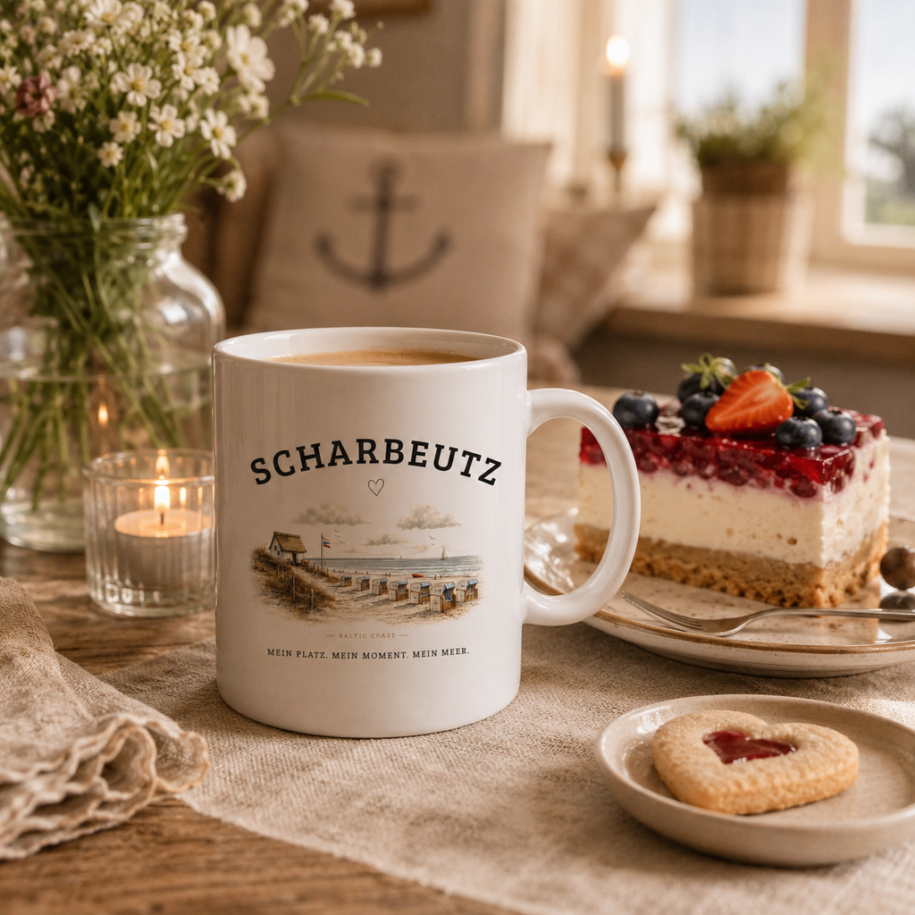 Scharbeutz Ostsee Tasse – Strandhaus am Meer – Kaffeebecher Keramik